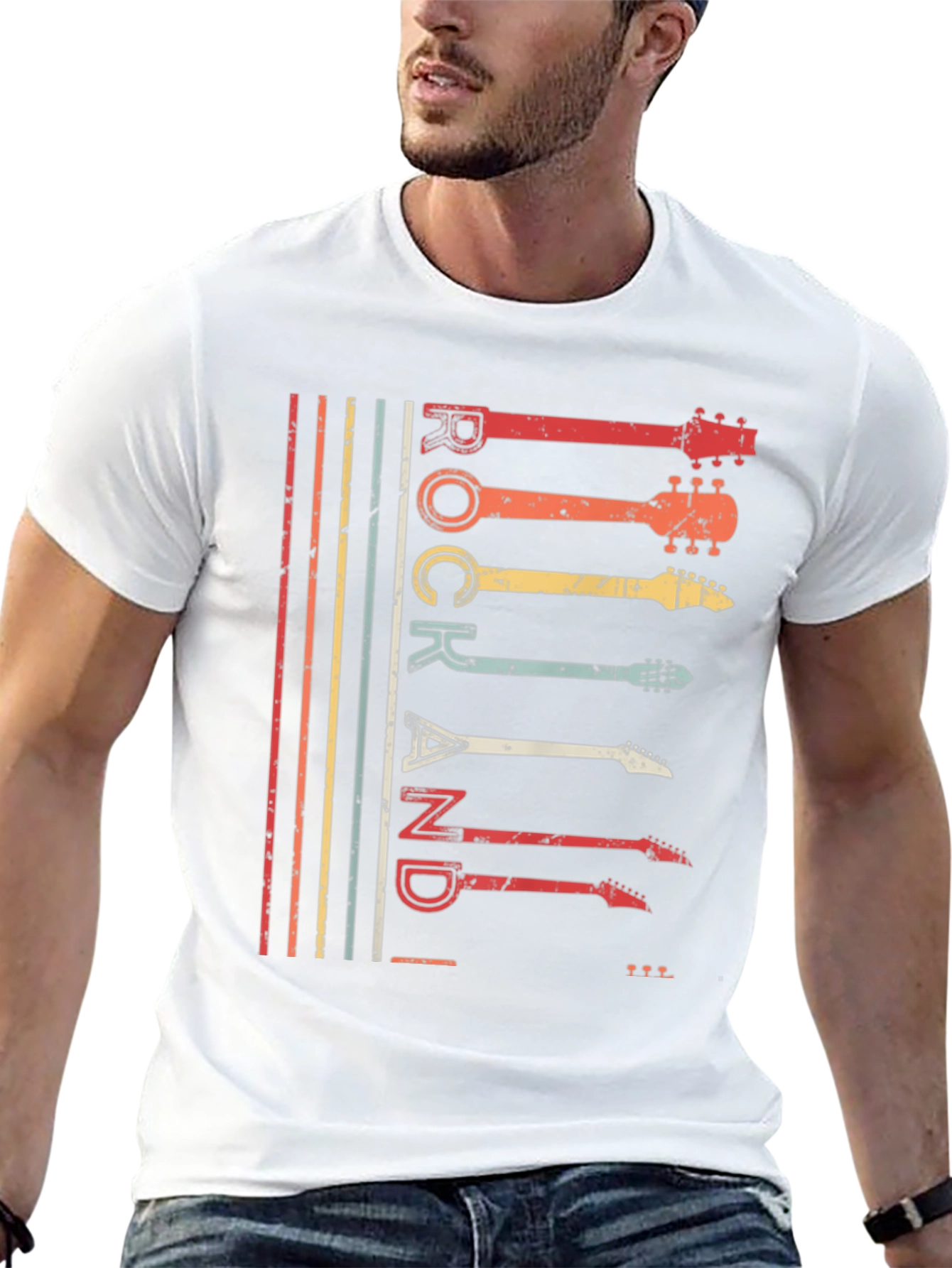 Retro Rock and Roll Guitar T-Shirt