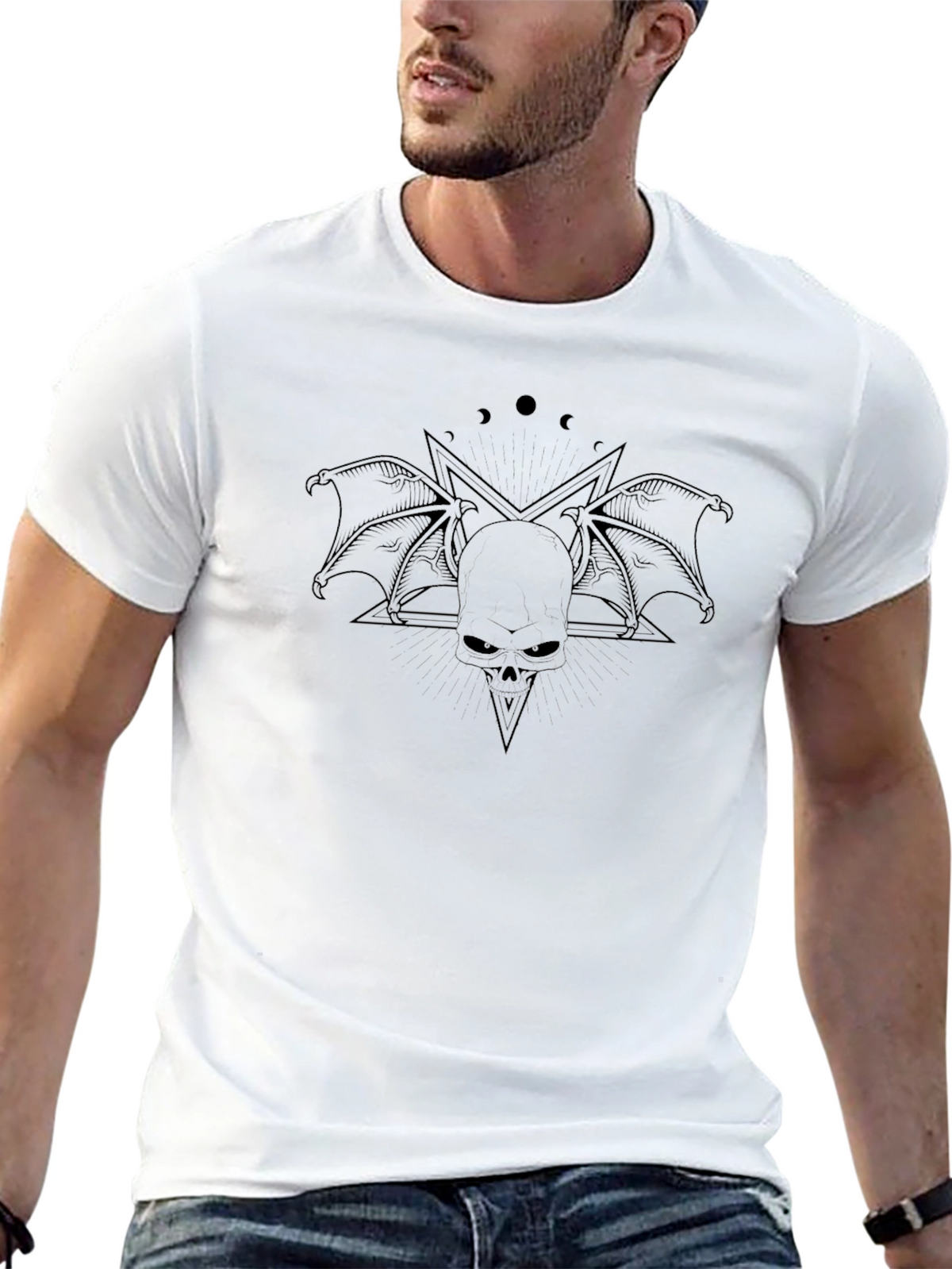 Skull Wings Graphic Black T-Shirt