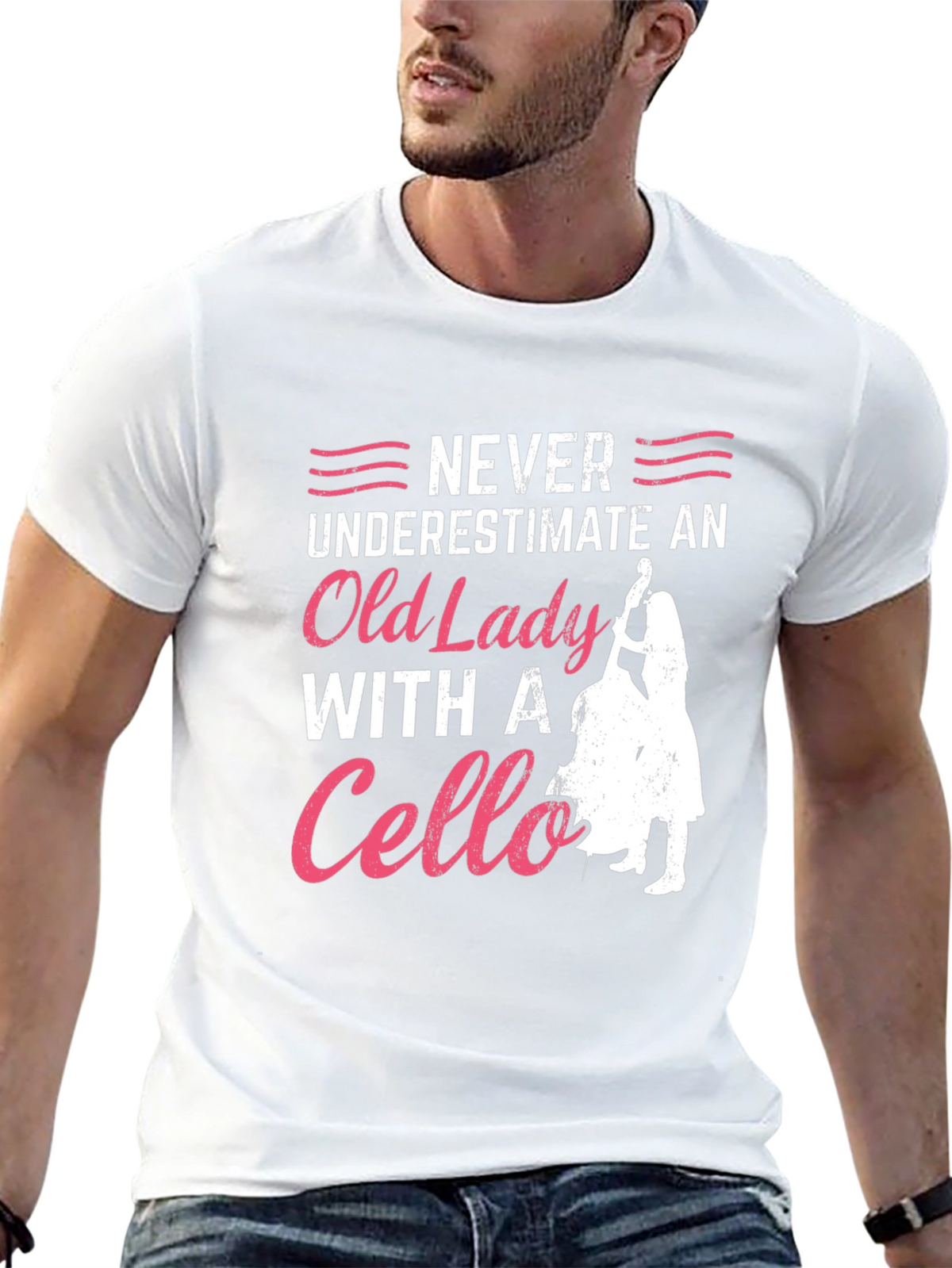 Never Underestimate Cello Old Lady T-Shirt
