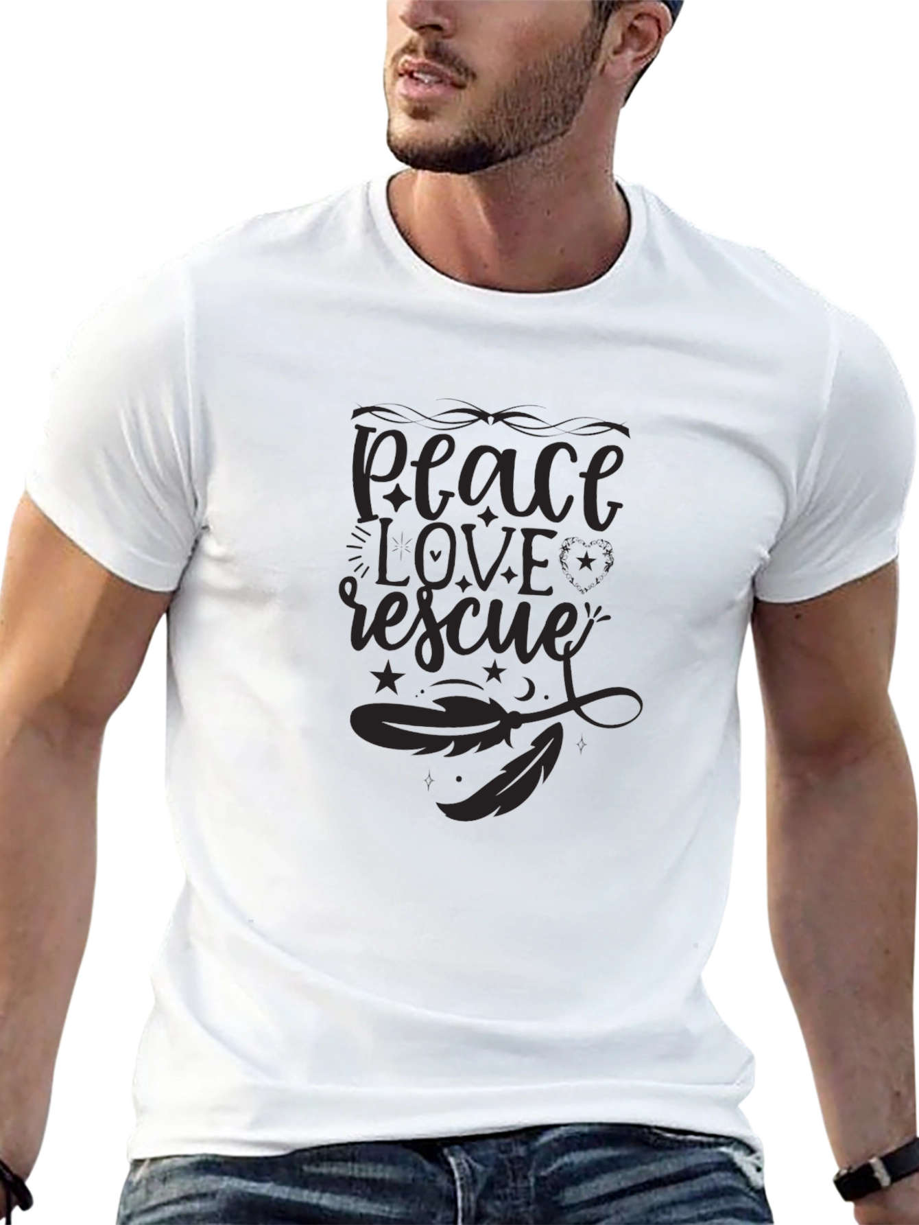 Peace Love Rescue Graphic Tee - Unisex Black Shirt