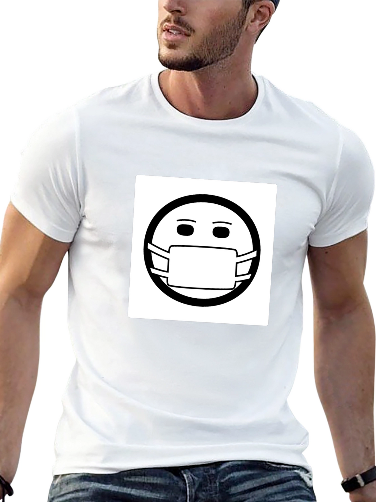 Masked Smiley T-Shirt - Stay Safe Stay Stylish