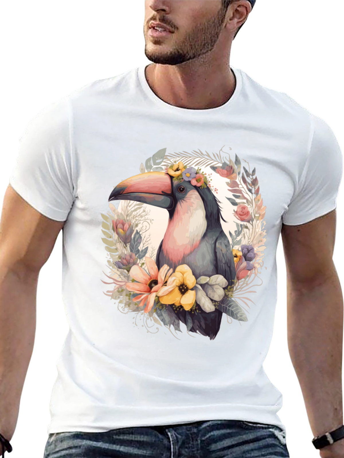 Tropical Toucan Floral Graphic Tee