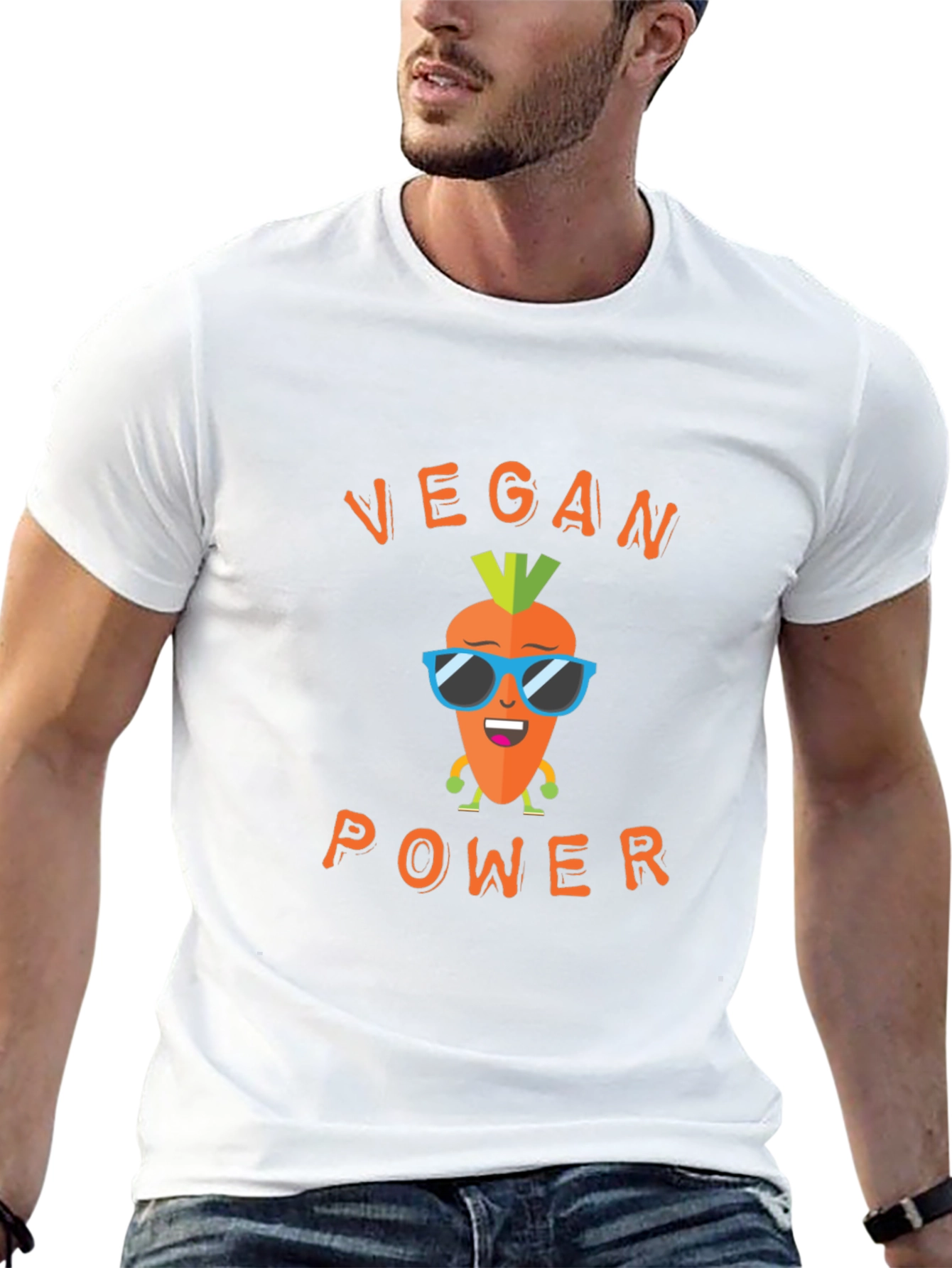 Vegan Power Graphic Tee - Carrot Cartoon