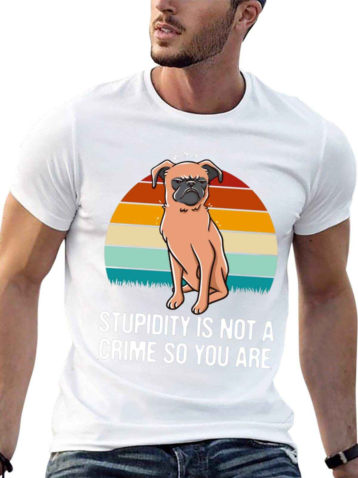 Stupidity Crime Dog Graphic T-Shirt