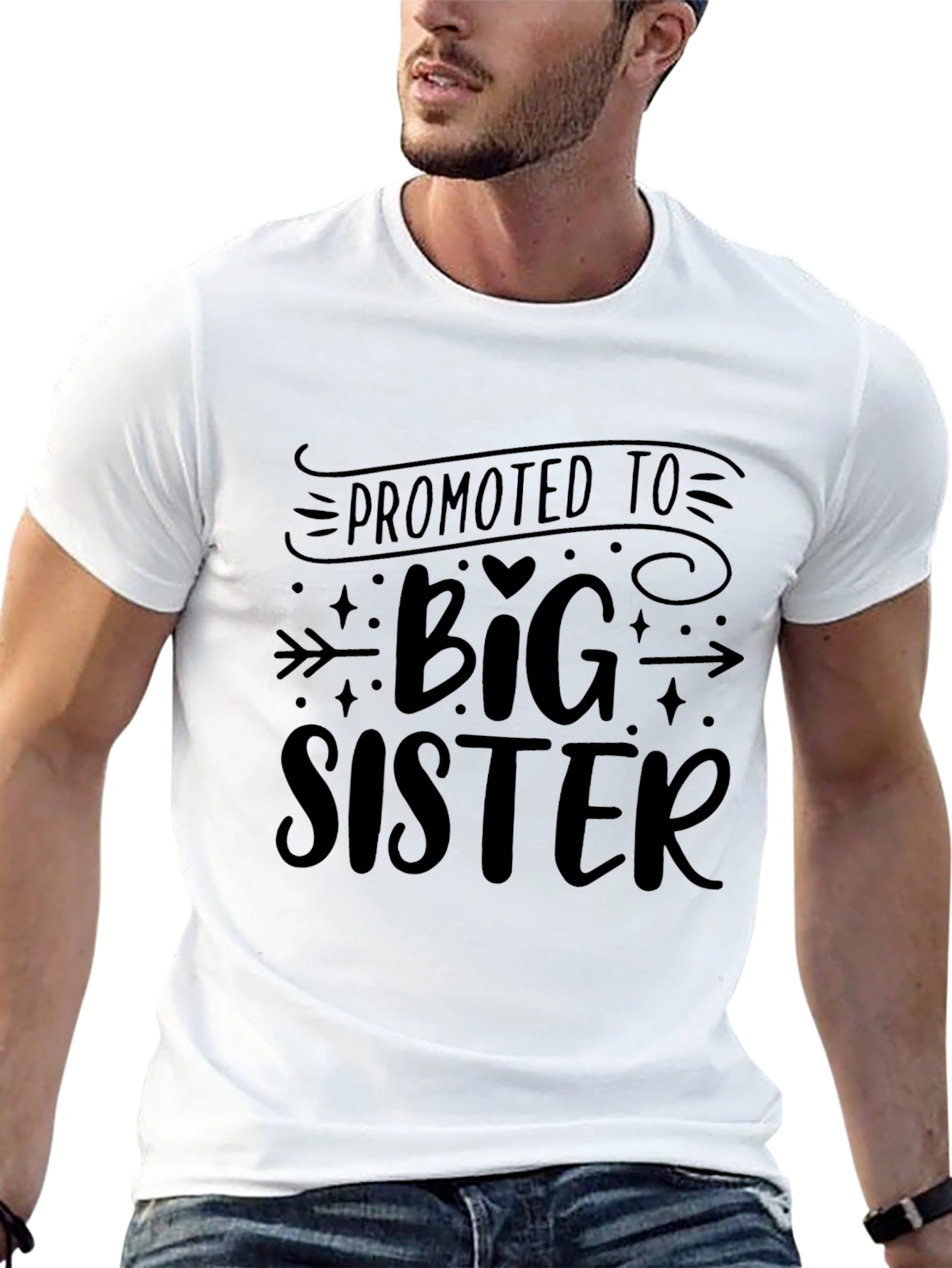 Promoted to Big Sister Graphic Tee - Black