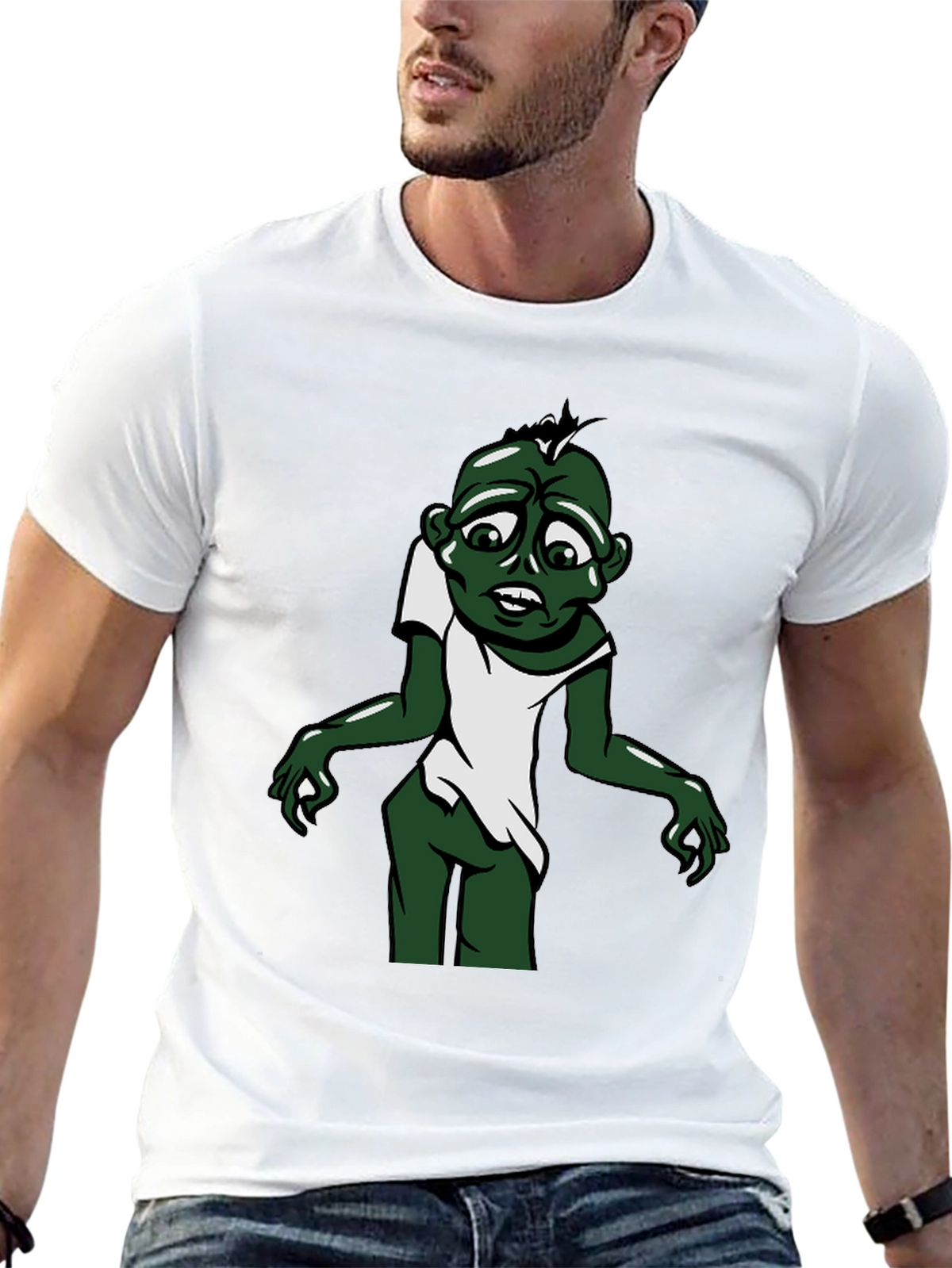 Zombie Cartoon Graphic Tee - Black