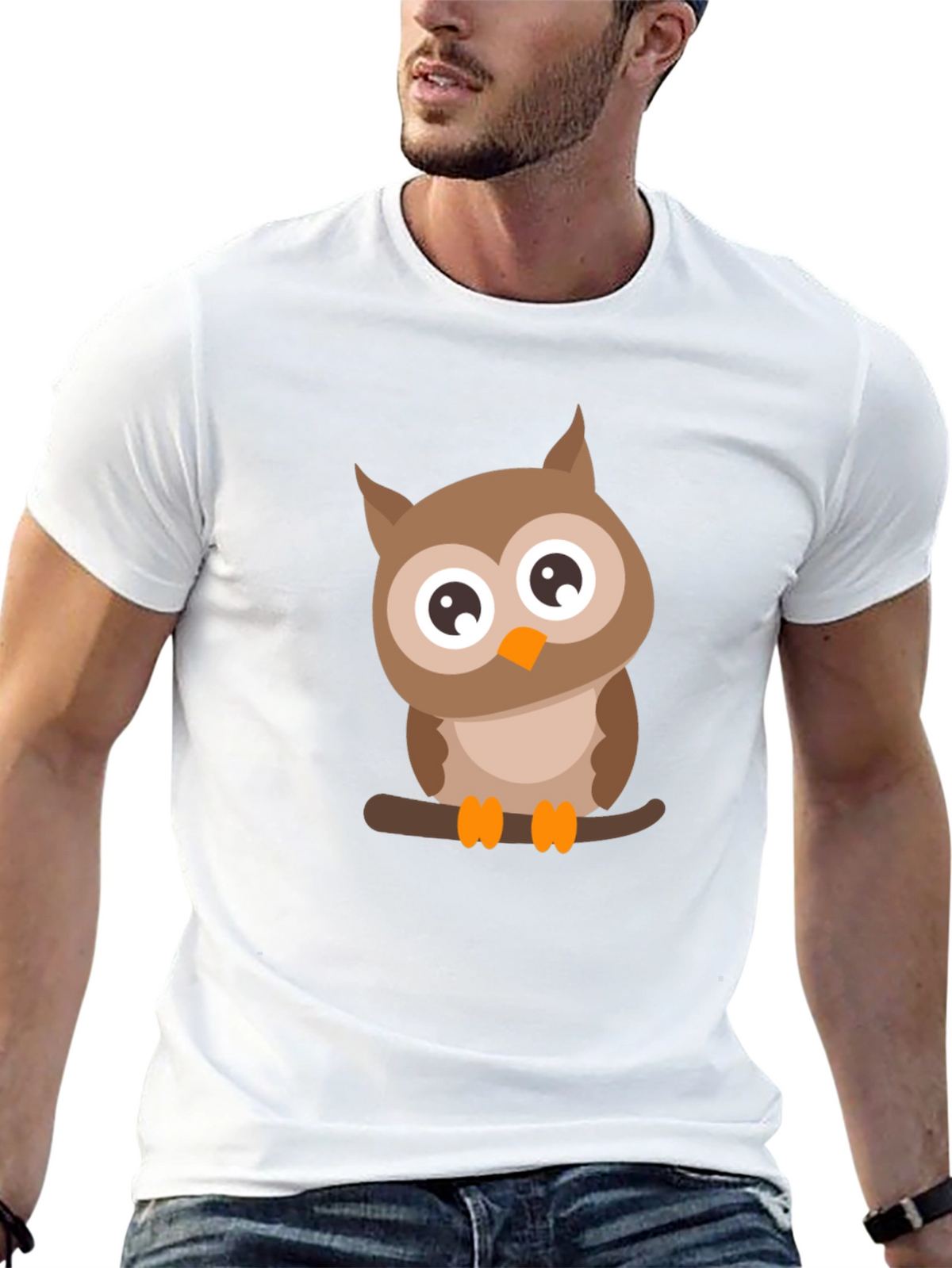 Mens Black Owl Graphic Tee