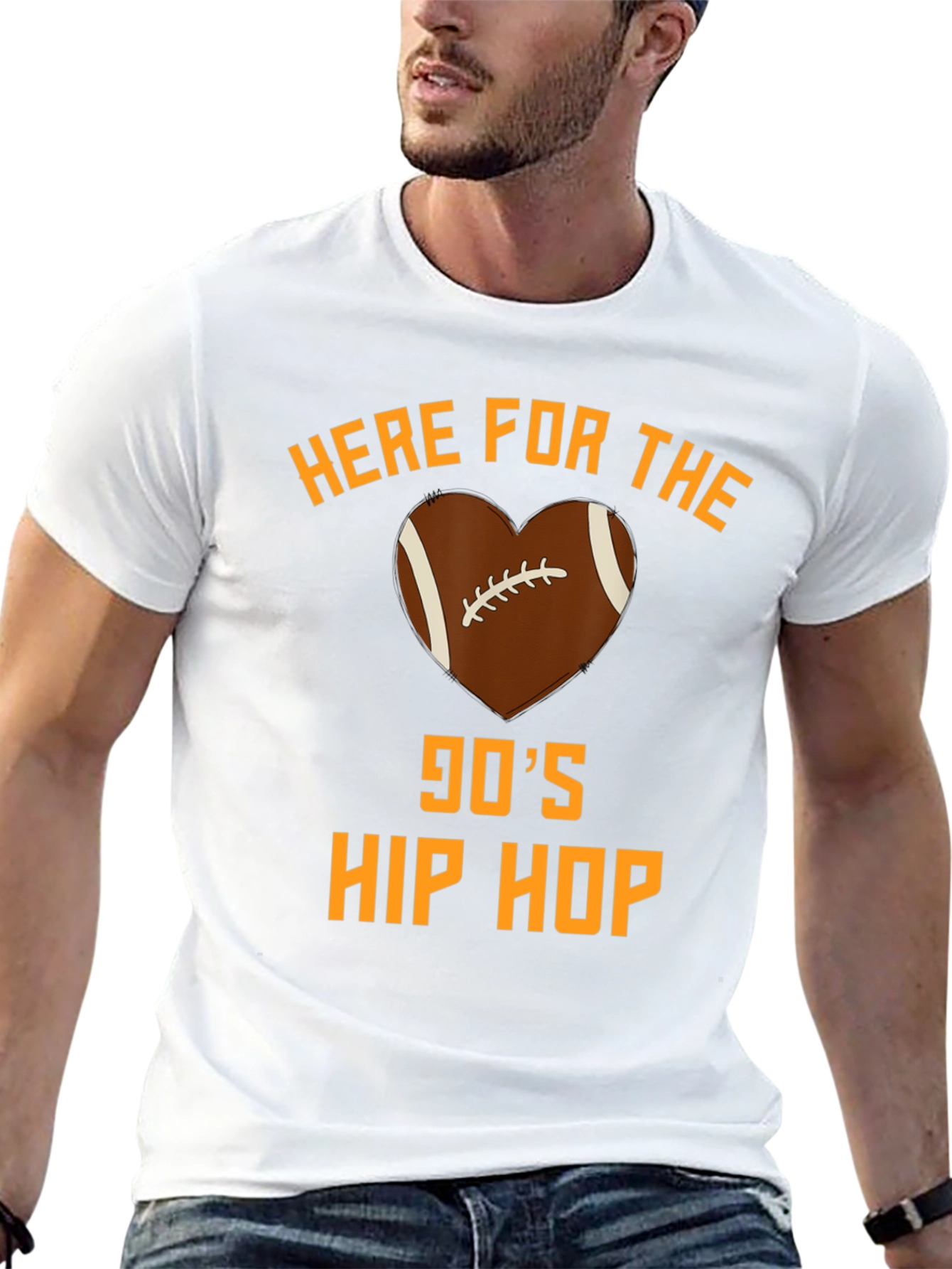 90s Hip Hop Football Heart T-Shirt