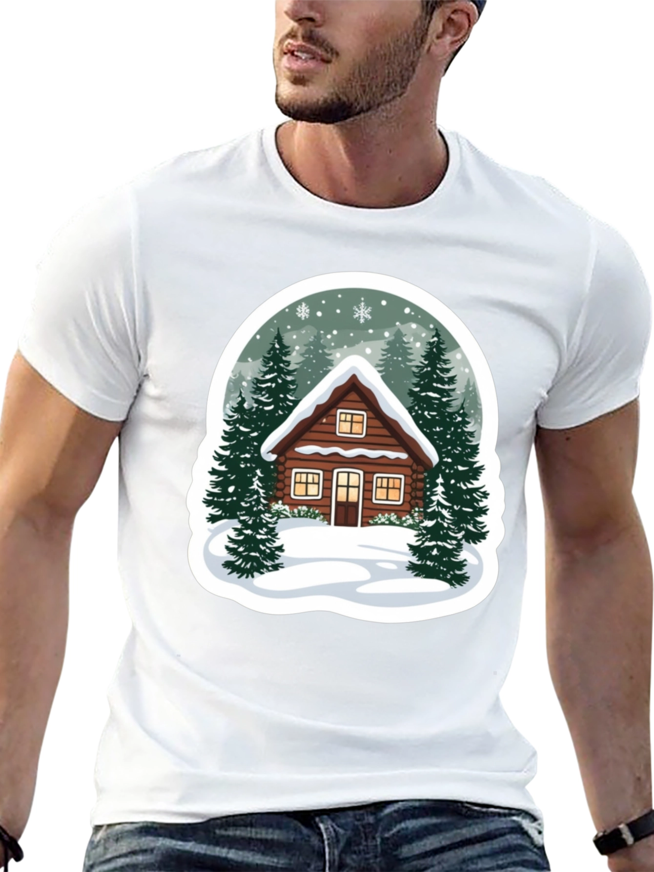 Winter Cabin Graphic Tee - Cozy Holiday Style