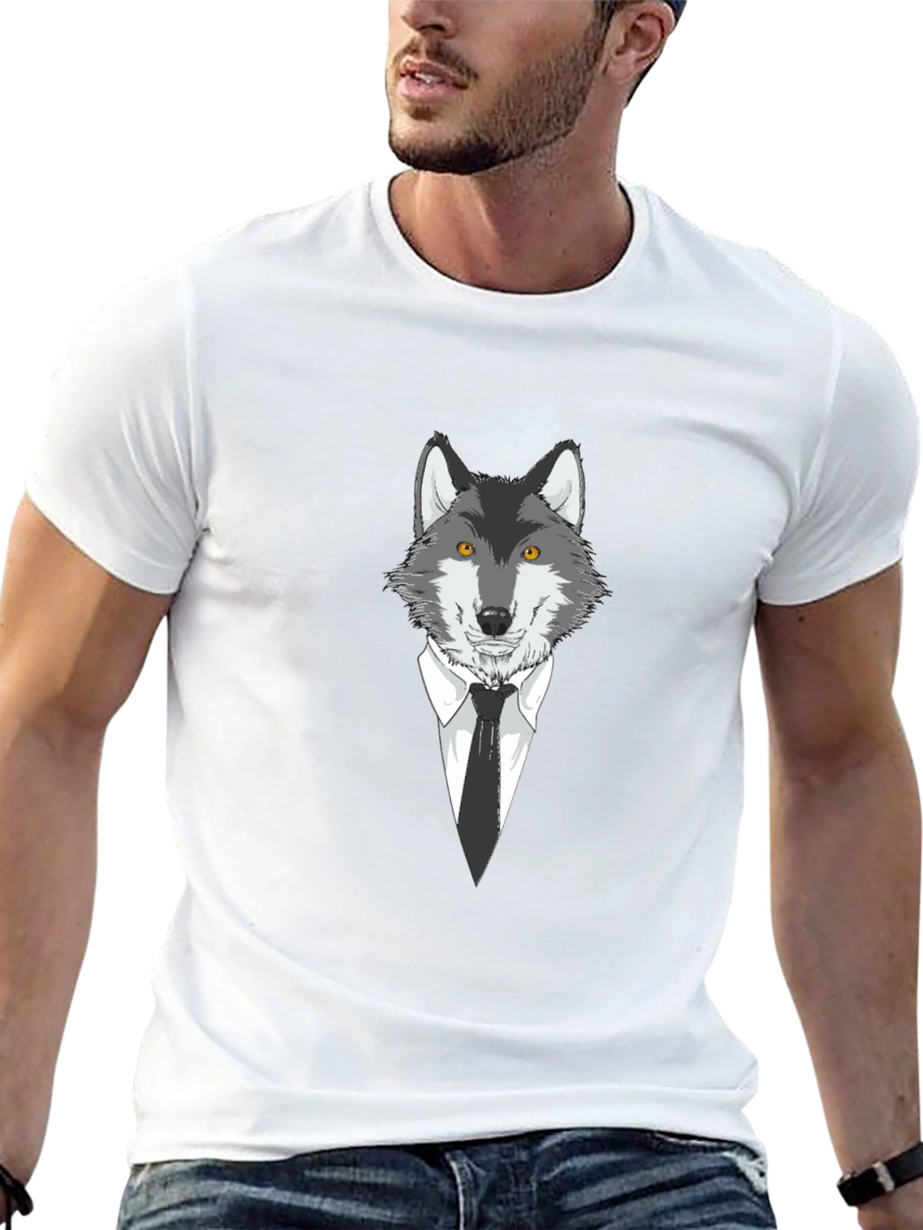 Wolf in Suit Graphic Tee - Mens Black T-Shirt