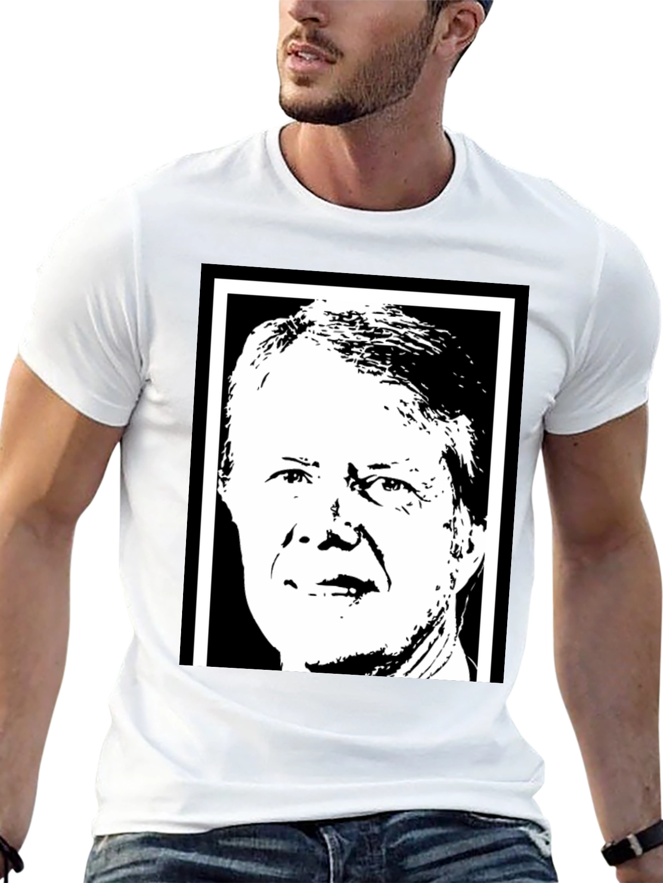 Jimmy Carter Portrait Graphic T-Shirt - Black