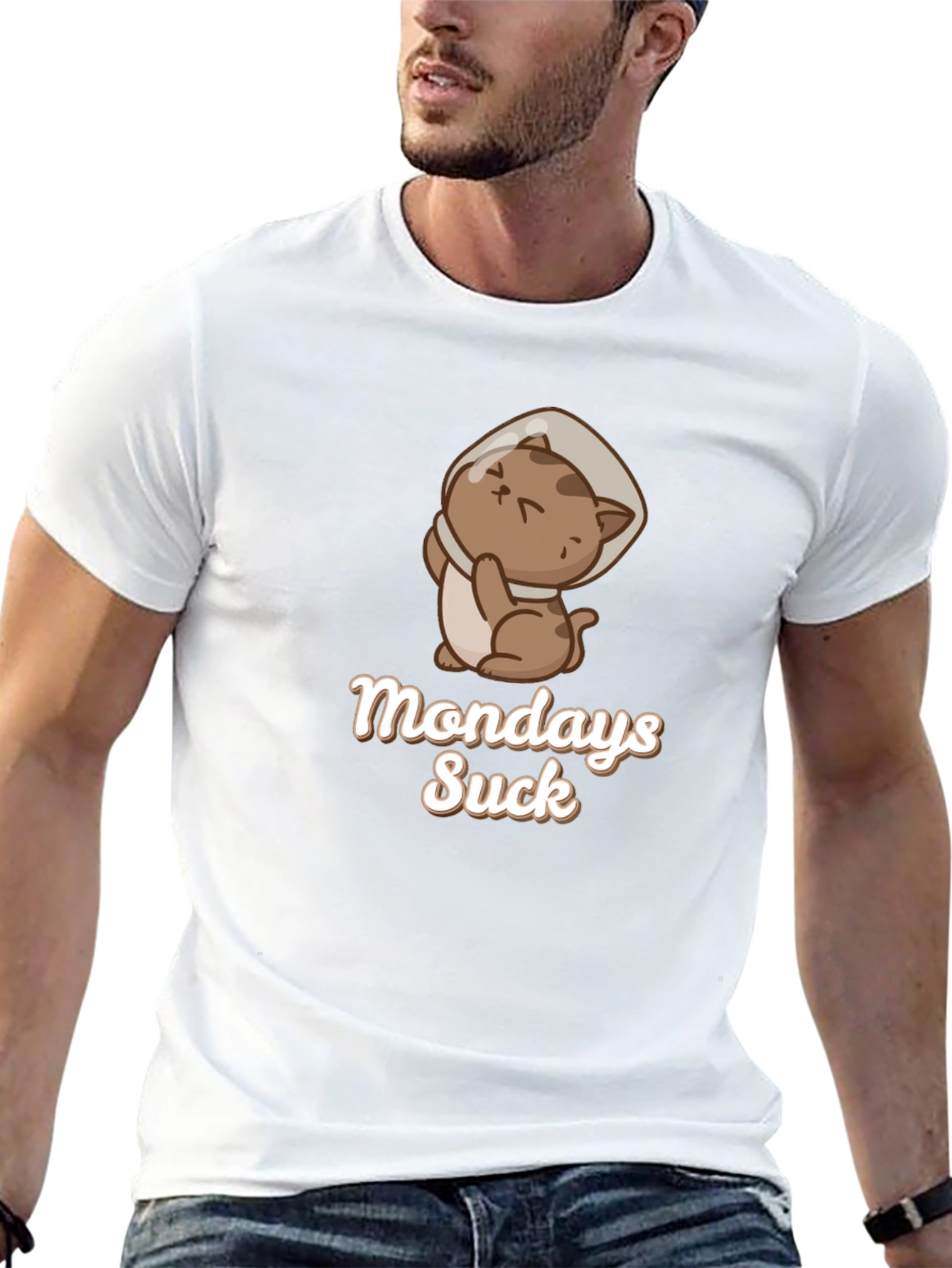 Mondays Suck Funny Cat Cone T-Shirt