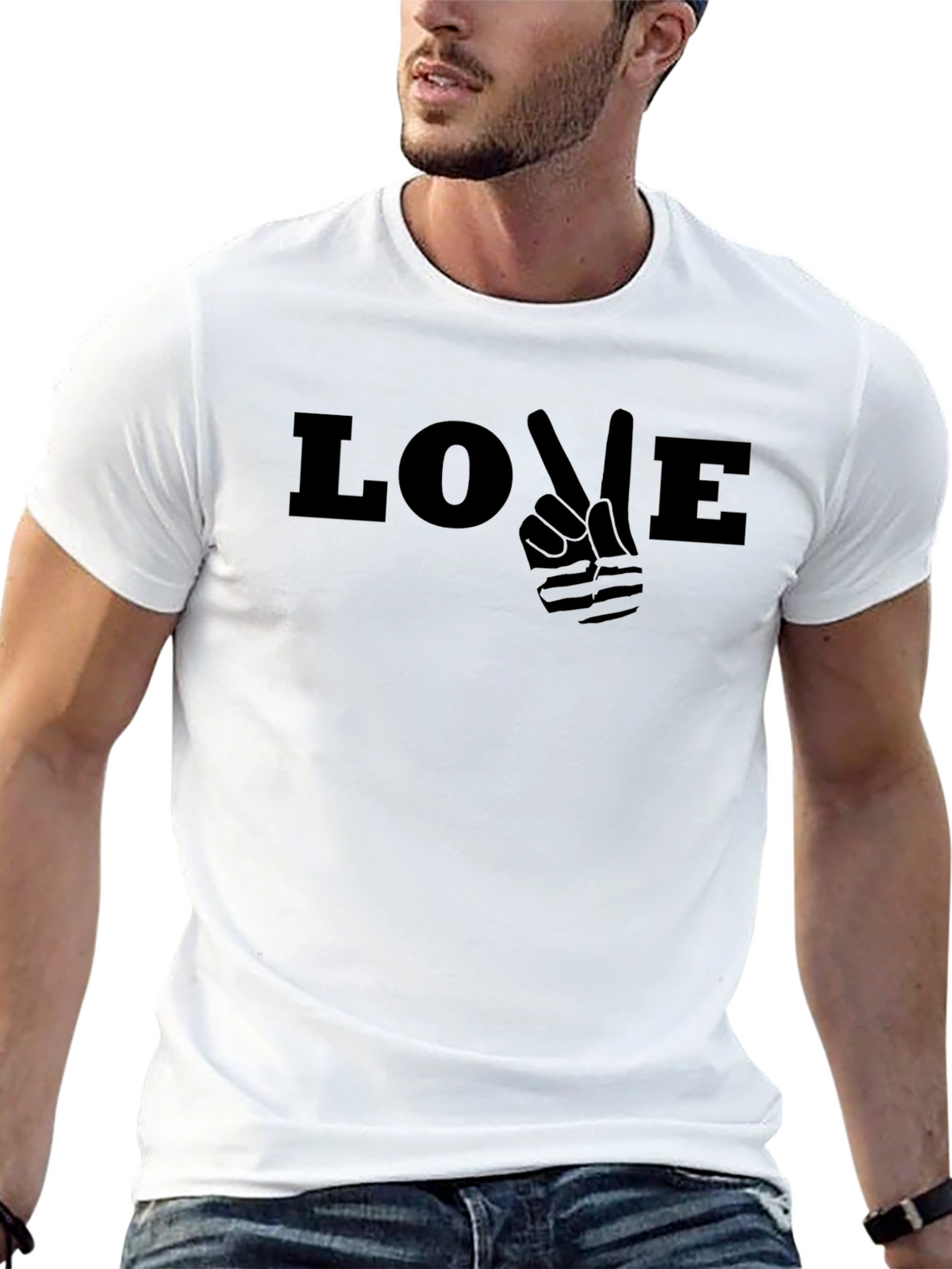 Love Peace Sign Graphic Mens T-Shirt
