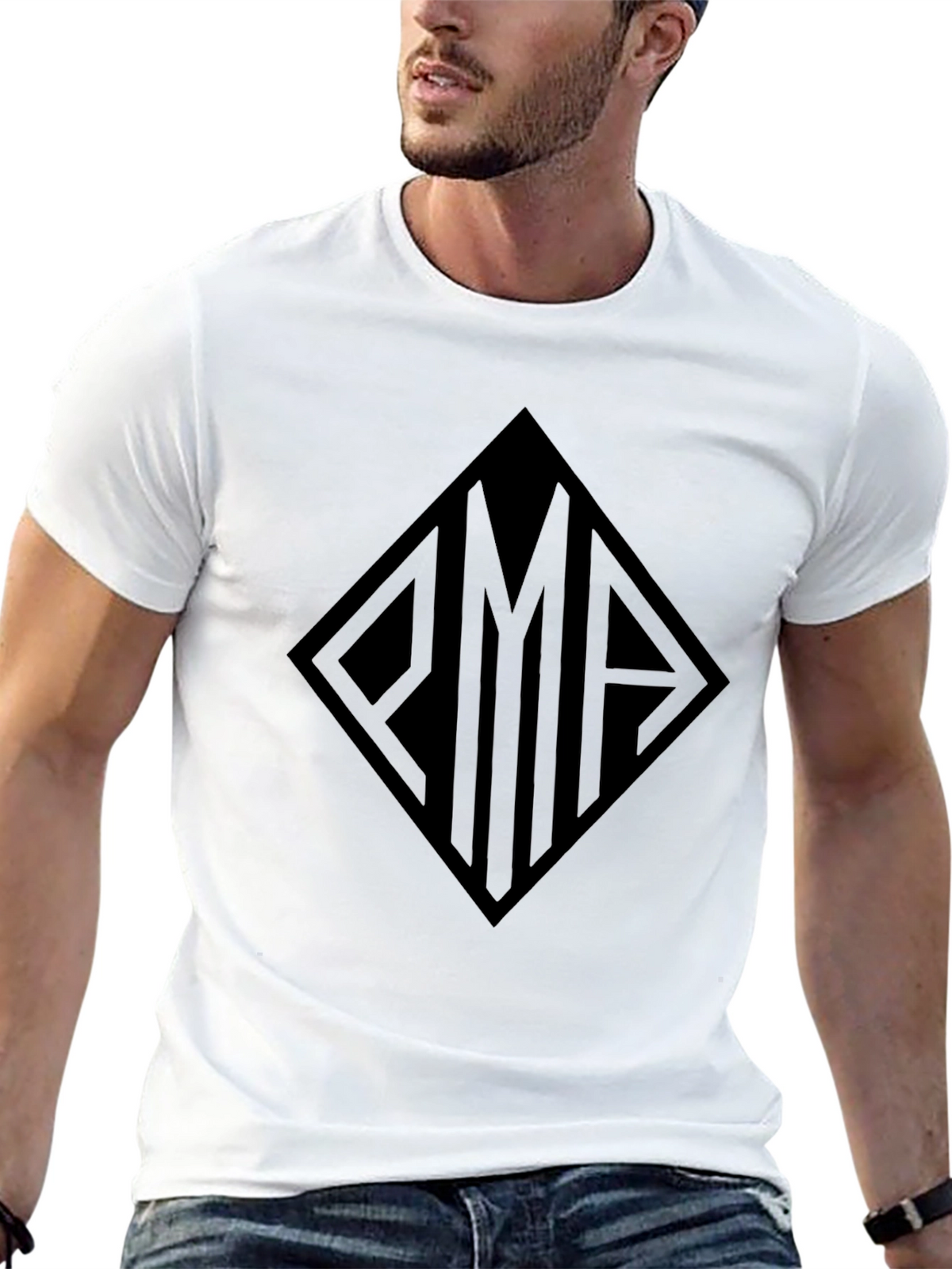 Black Tee with Geometric Graphic