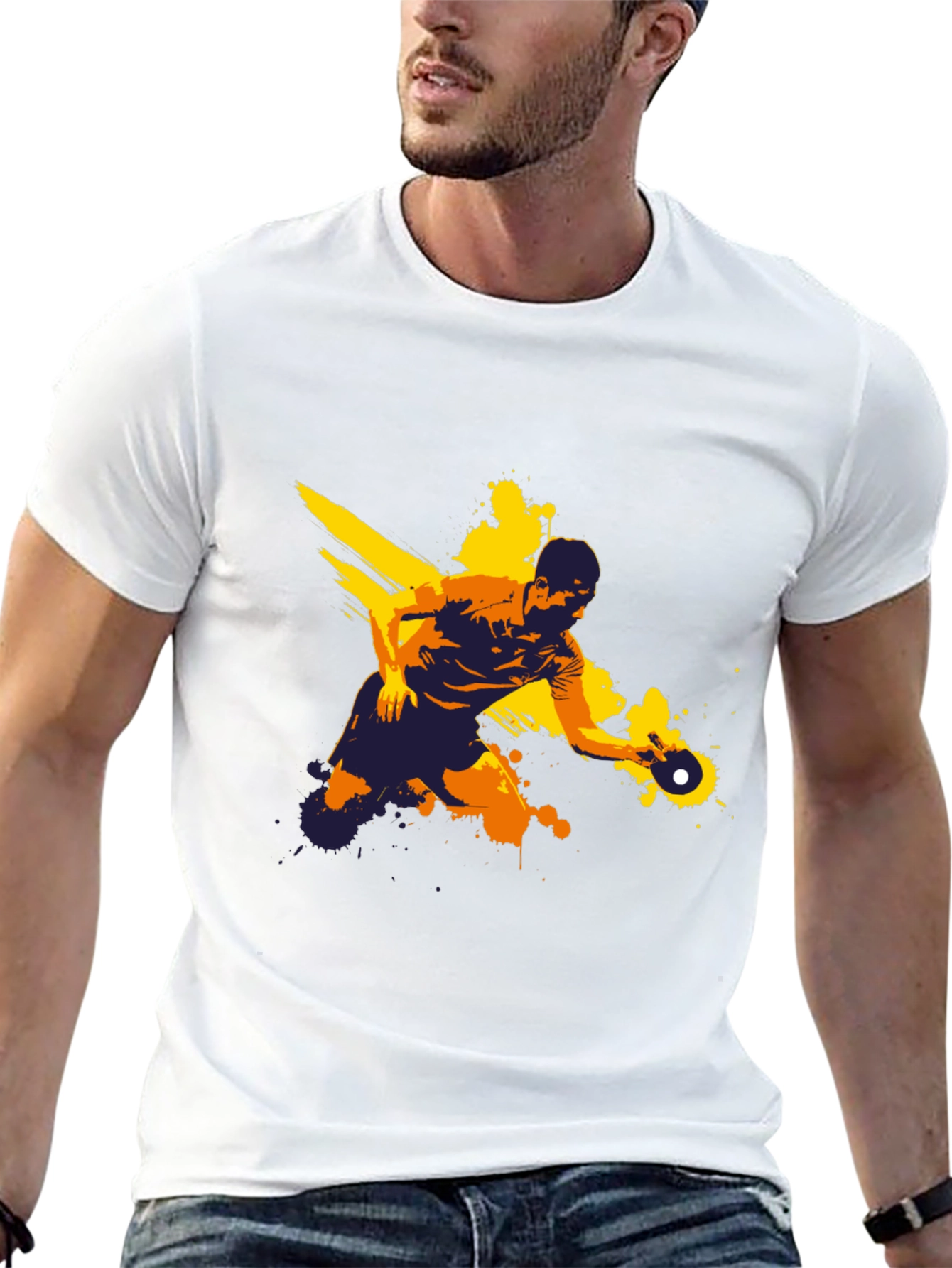 Ping Pong Player Graphic Tee - Black