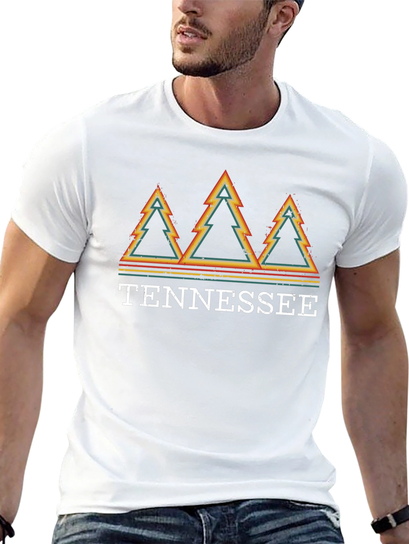 Tennessee Retro Trees Graphic T-Shirt - Black