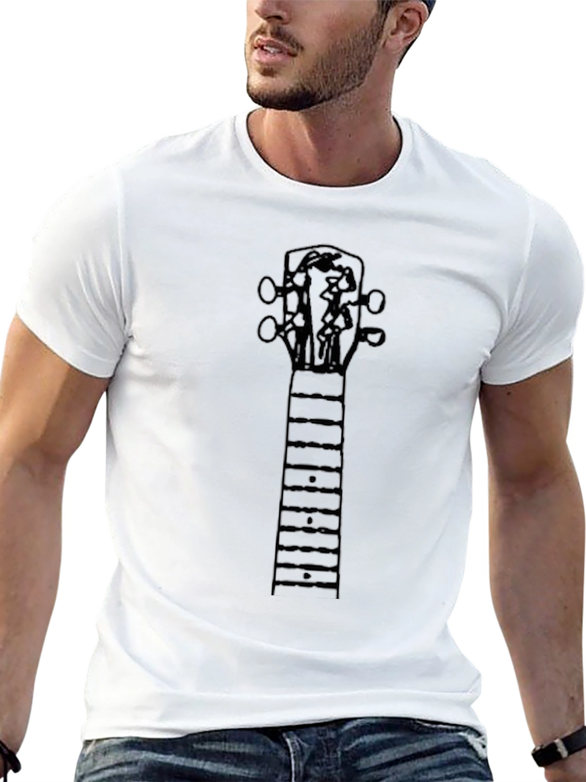Guitar Neck Graphic Tee - Black Cotton Blend