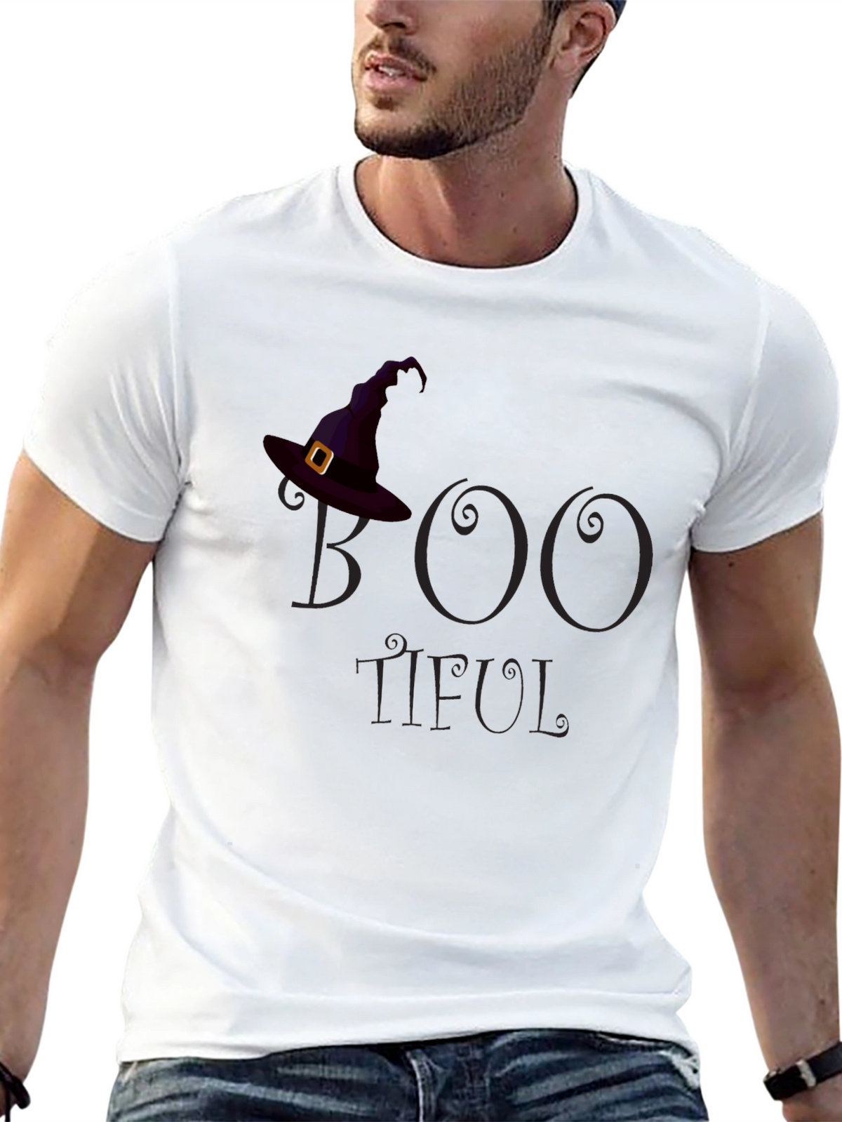Boo-Tiful Halloween T-Shirt - Witch Hat Design