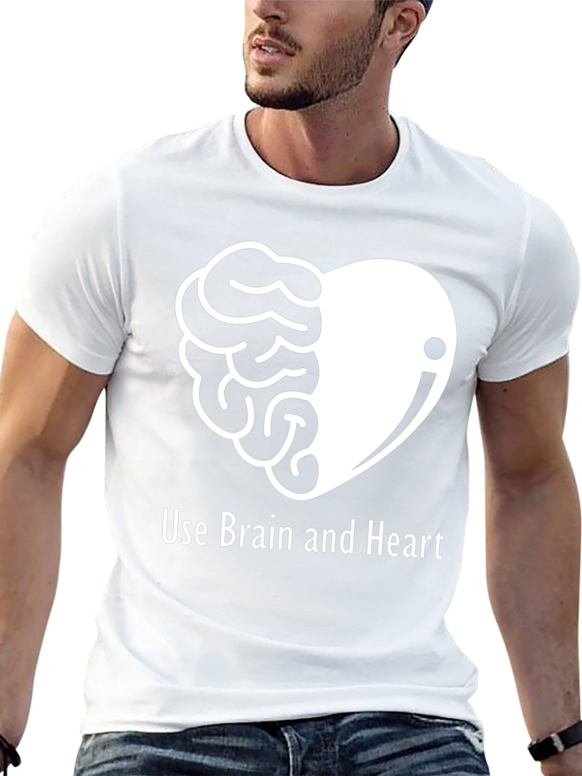 Brain and Heart Graphic Tee - Unisex Black T-Shirt