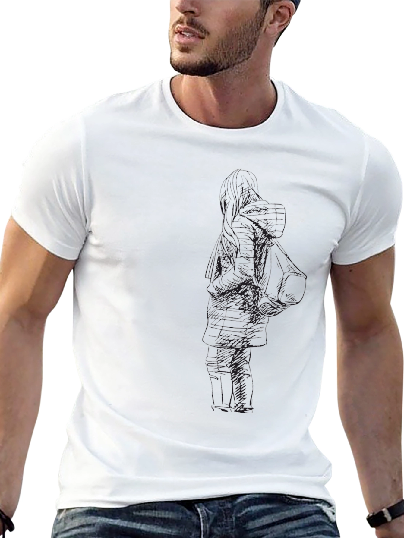 Mens Black Graphic Tee - Unique Design