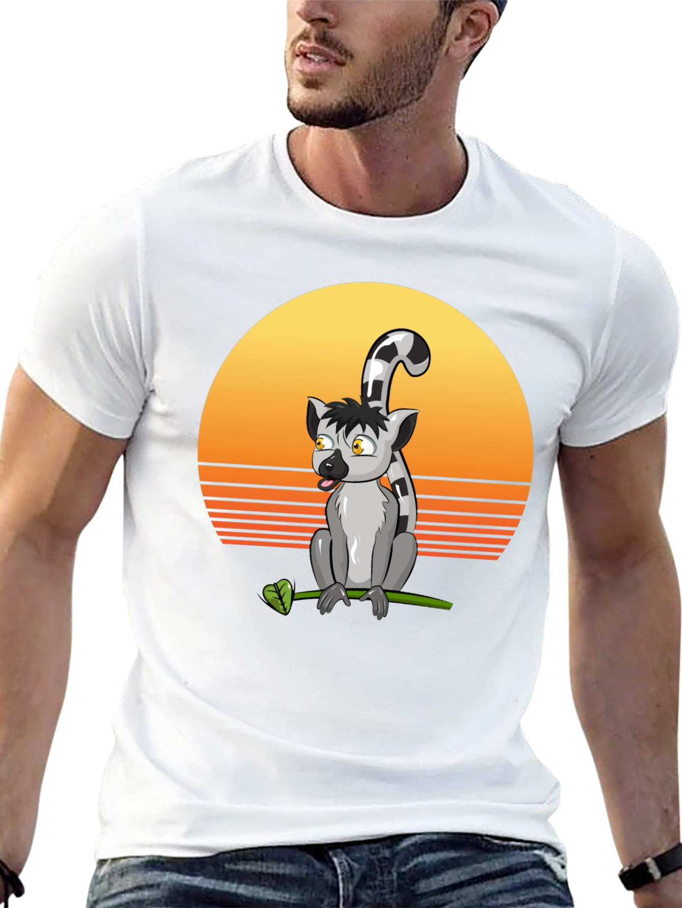 Lemur Sunset T-Shirt - Cool Graphic Tee