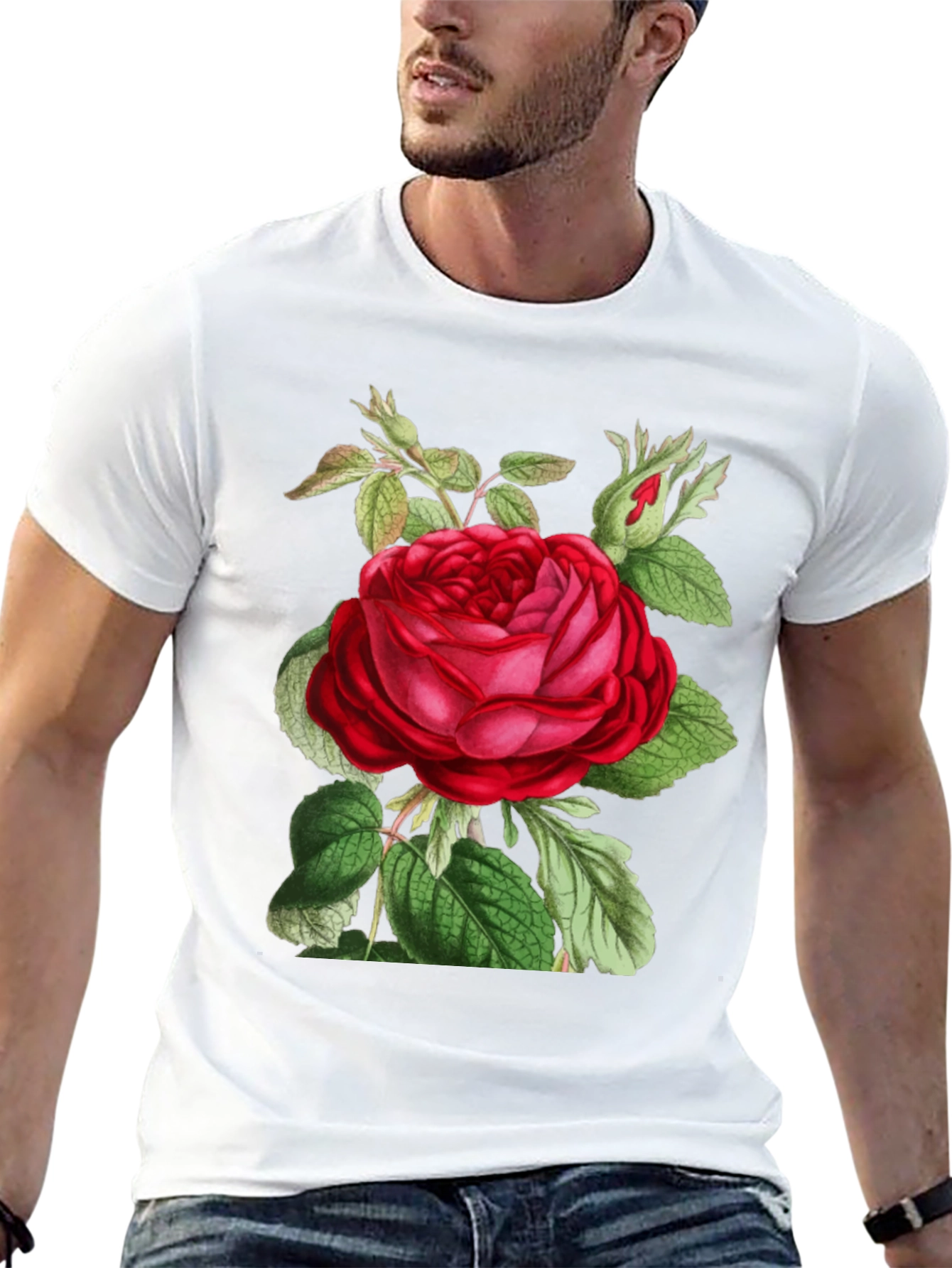 Red Rose Graphic T-Shirt - Botanical Design