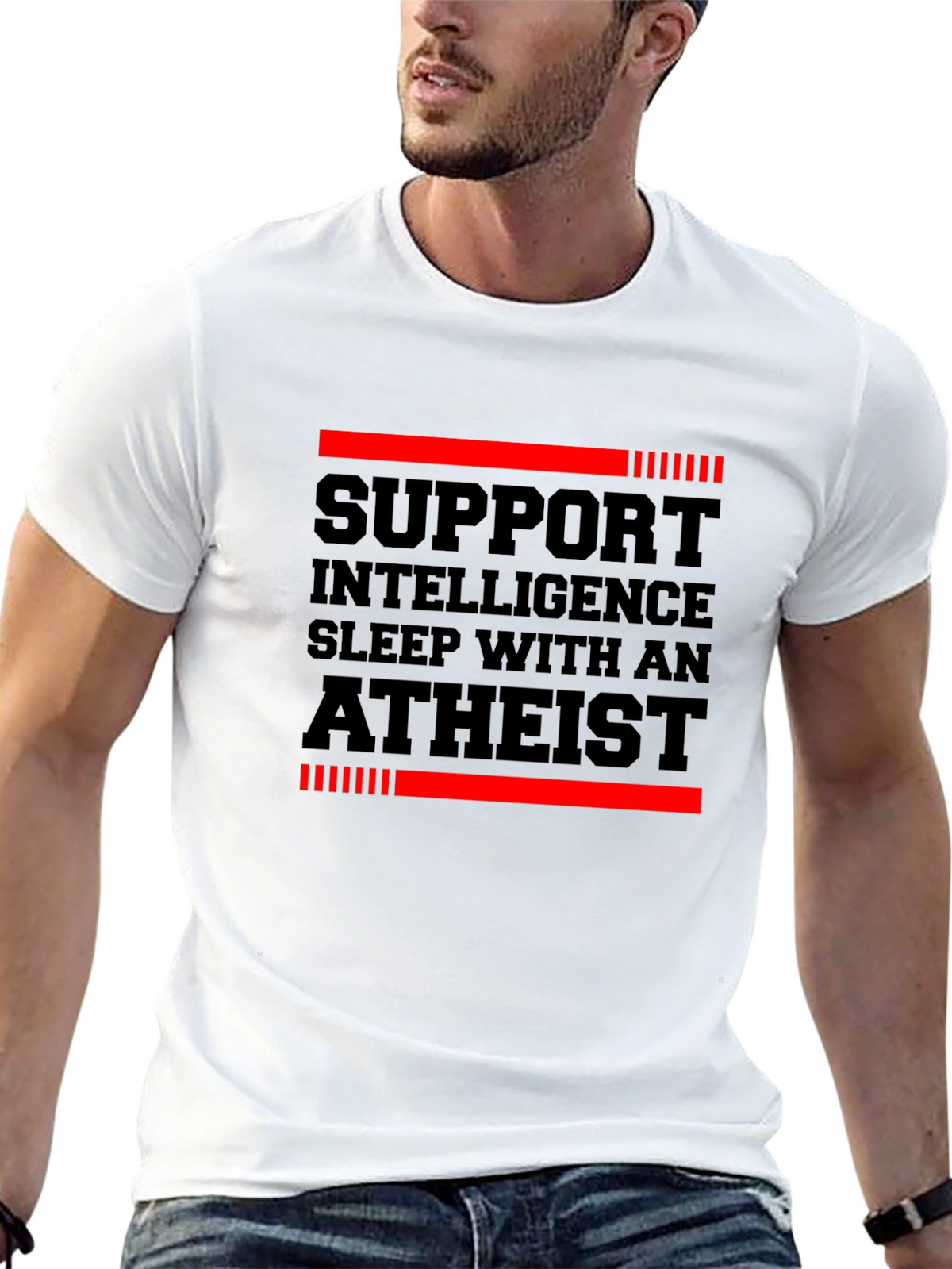 Support Intelligence Atheist Graphic Tee