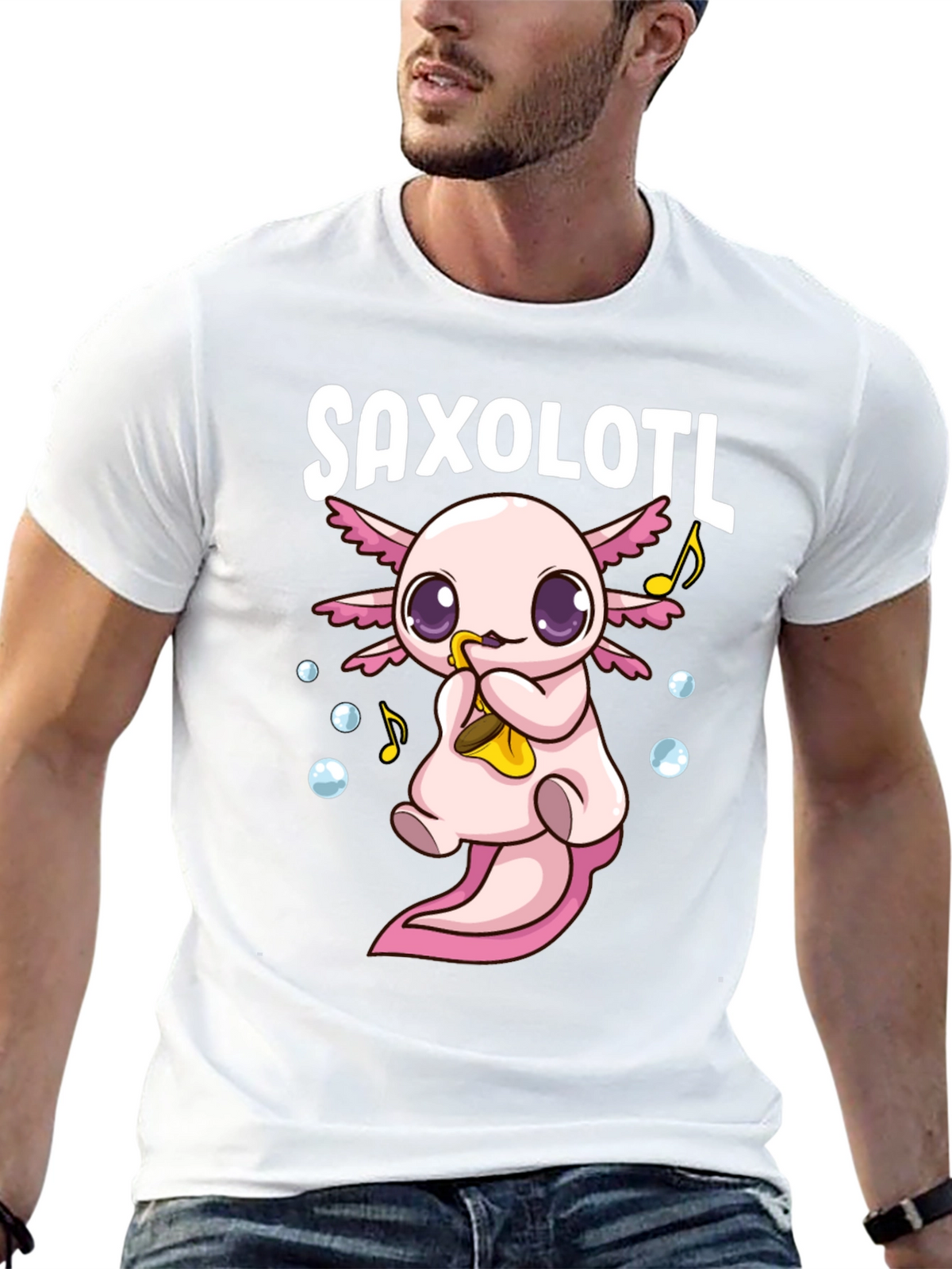 Saxolotl Funny Axolotl Saxophone T-Shirt