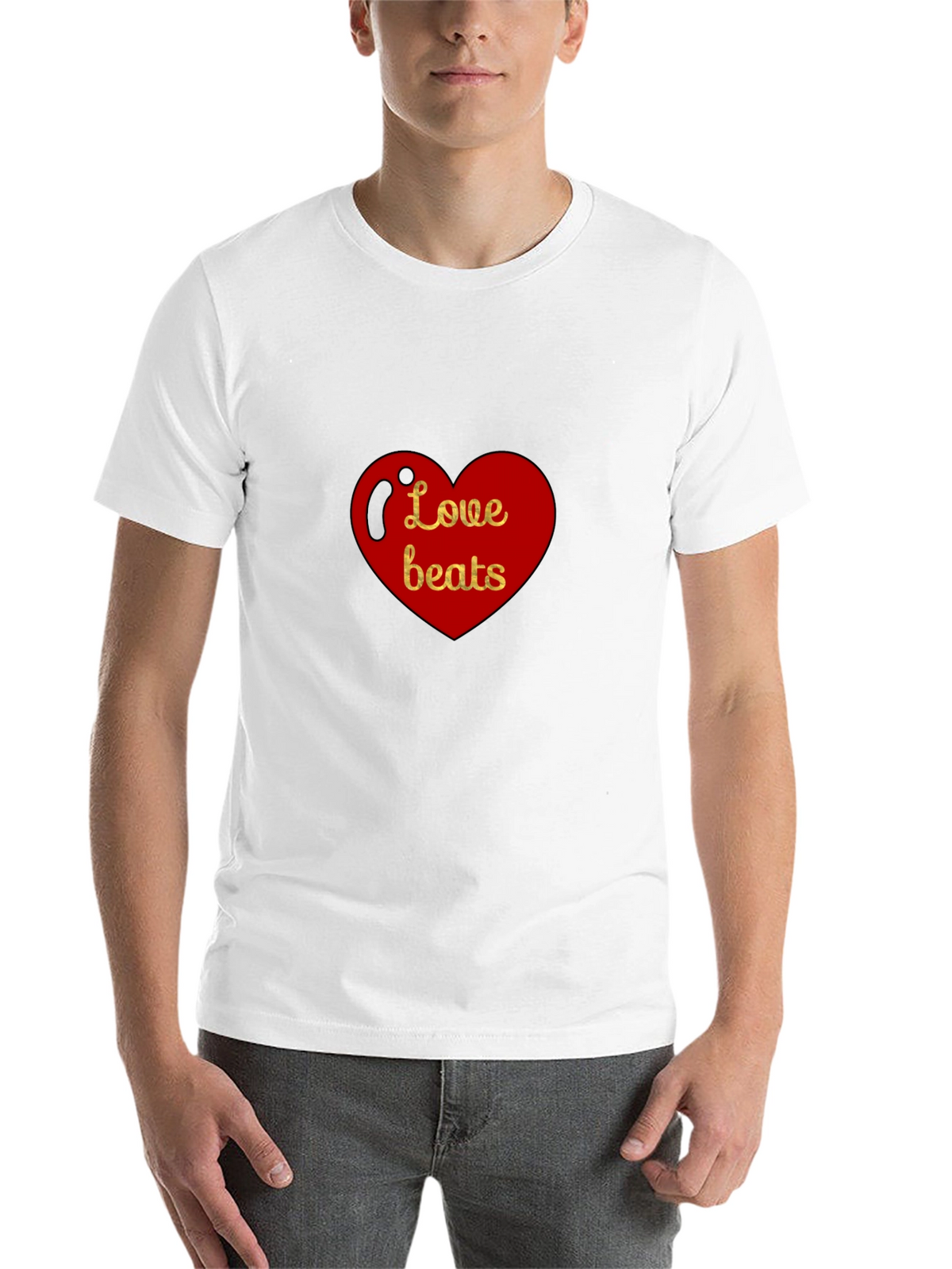 Love Beats Heart Graphic Black T-Shirt