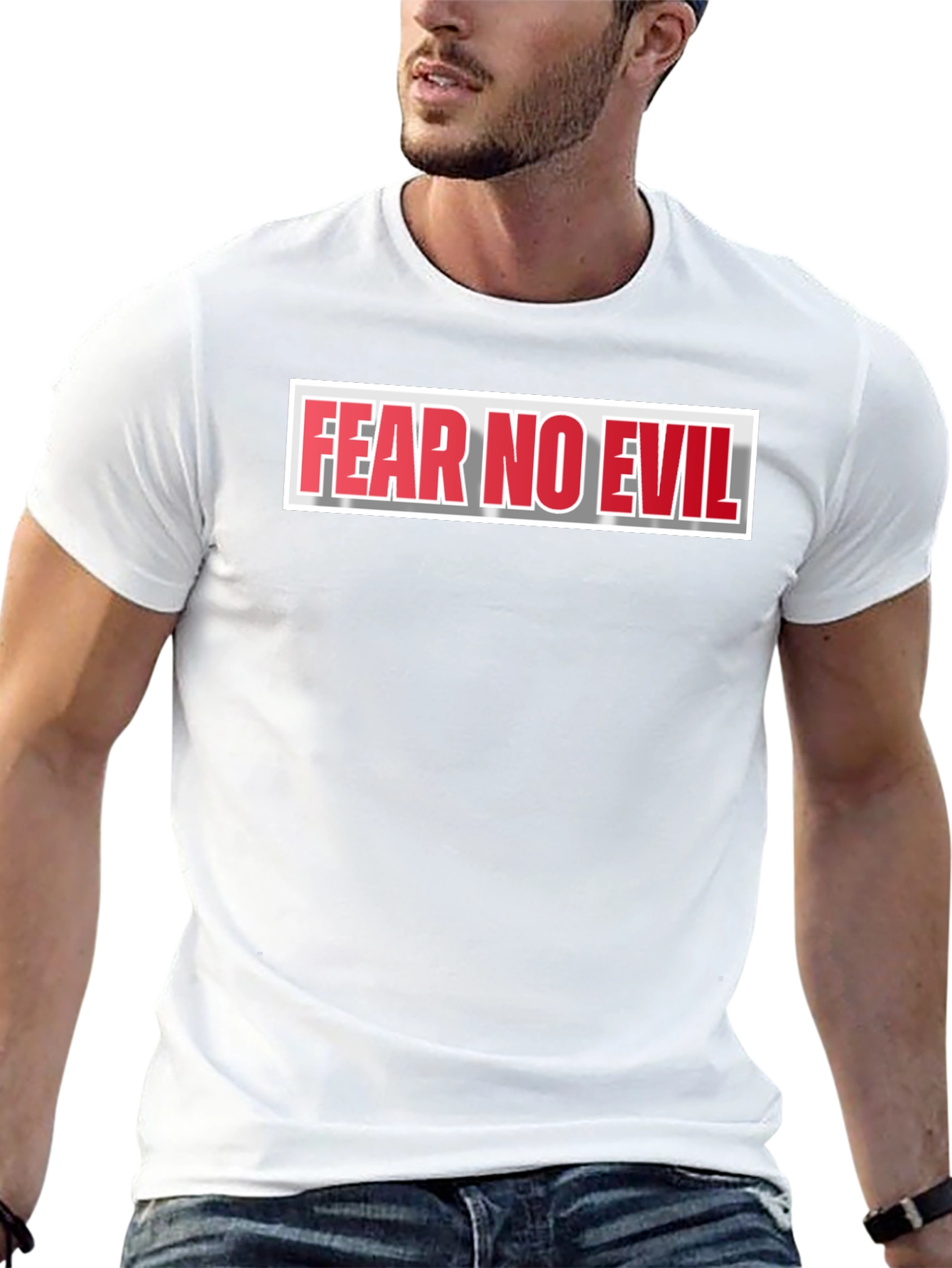 Fear No Evil Graphic Print Black T-Shirt