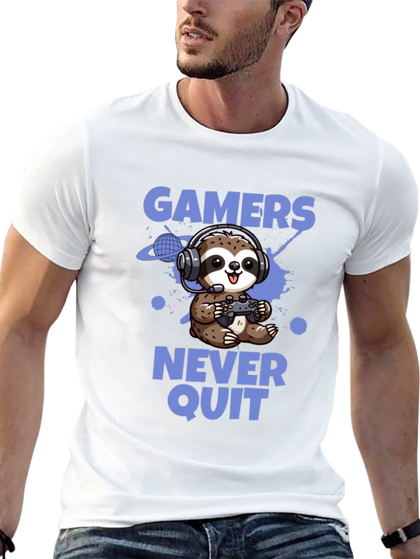 Gamer Sloth T-Shirt - Never Quit Tee