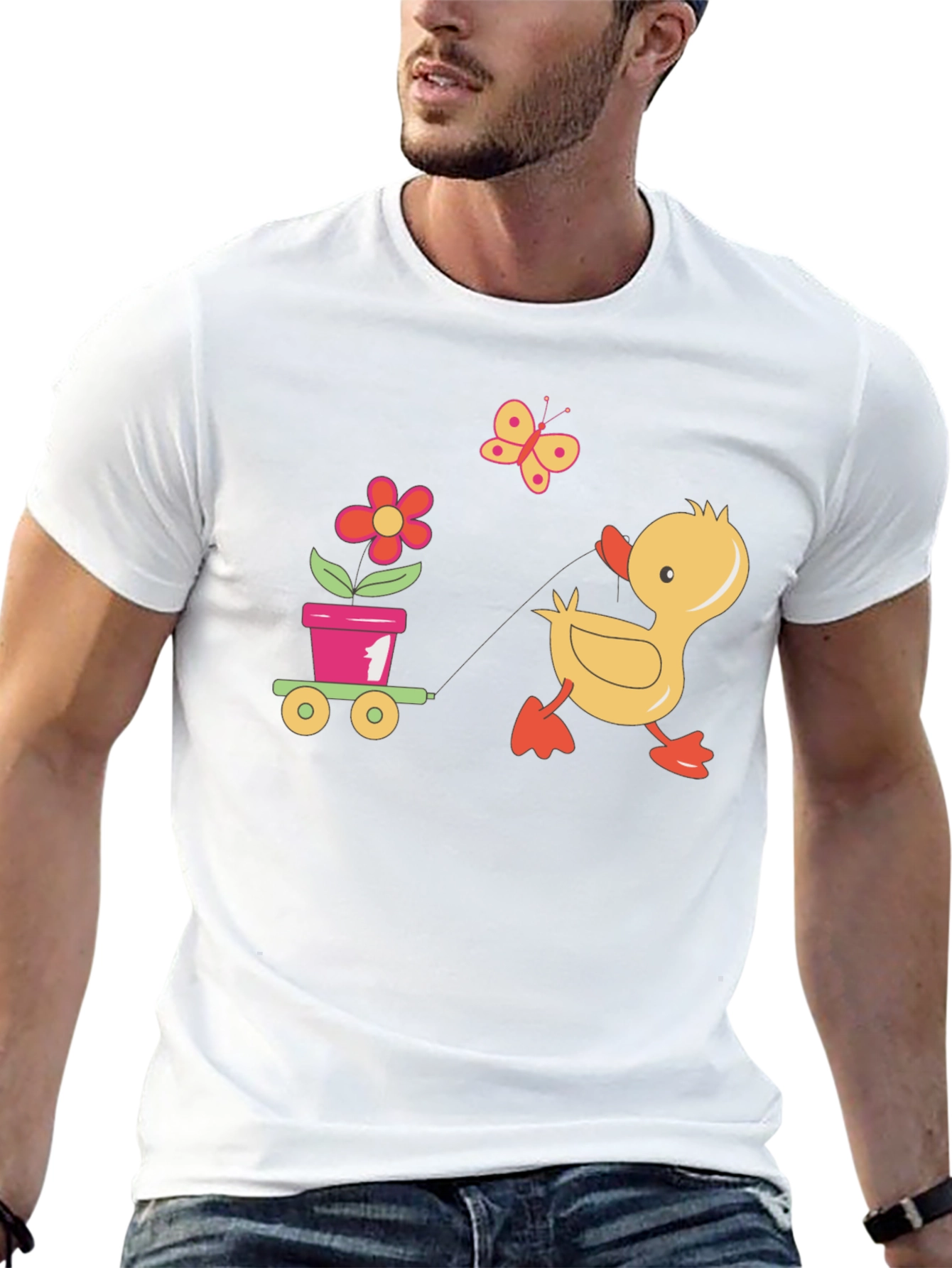 Cute Duck Pulling Cart T-Shirt
