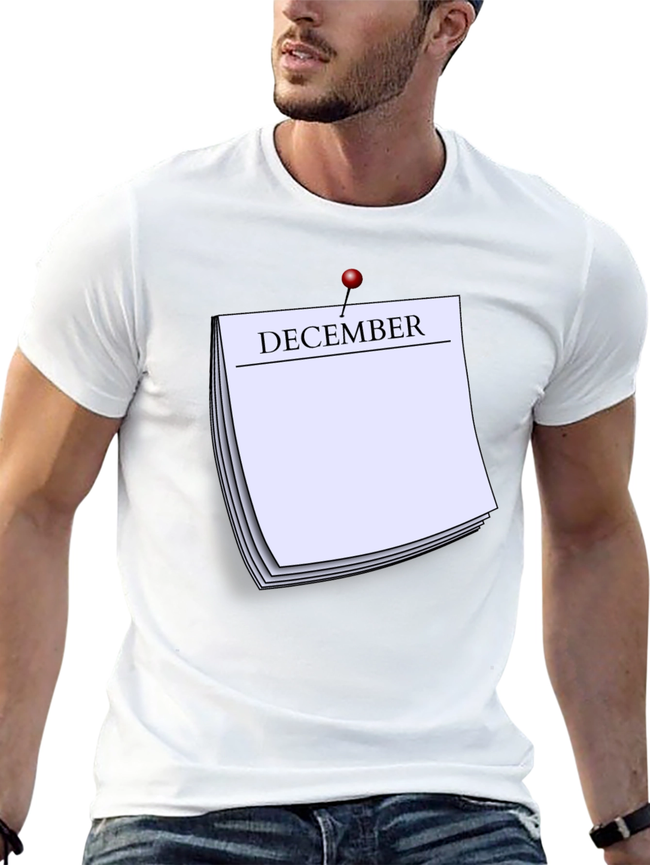 December Calendar T-Shirt - Black Short Sleeve Tee
