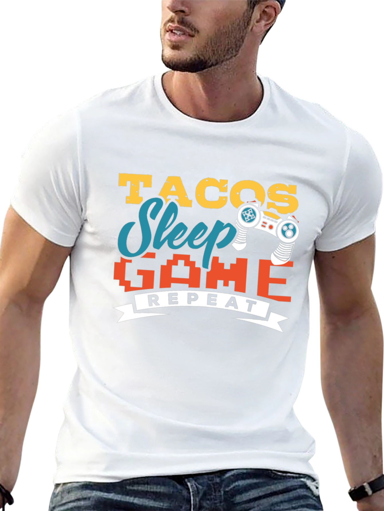 Tacos Sleep Game Repeat Graphic Tee