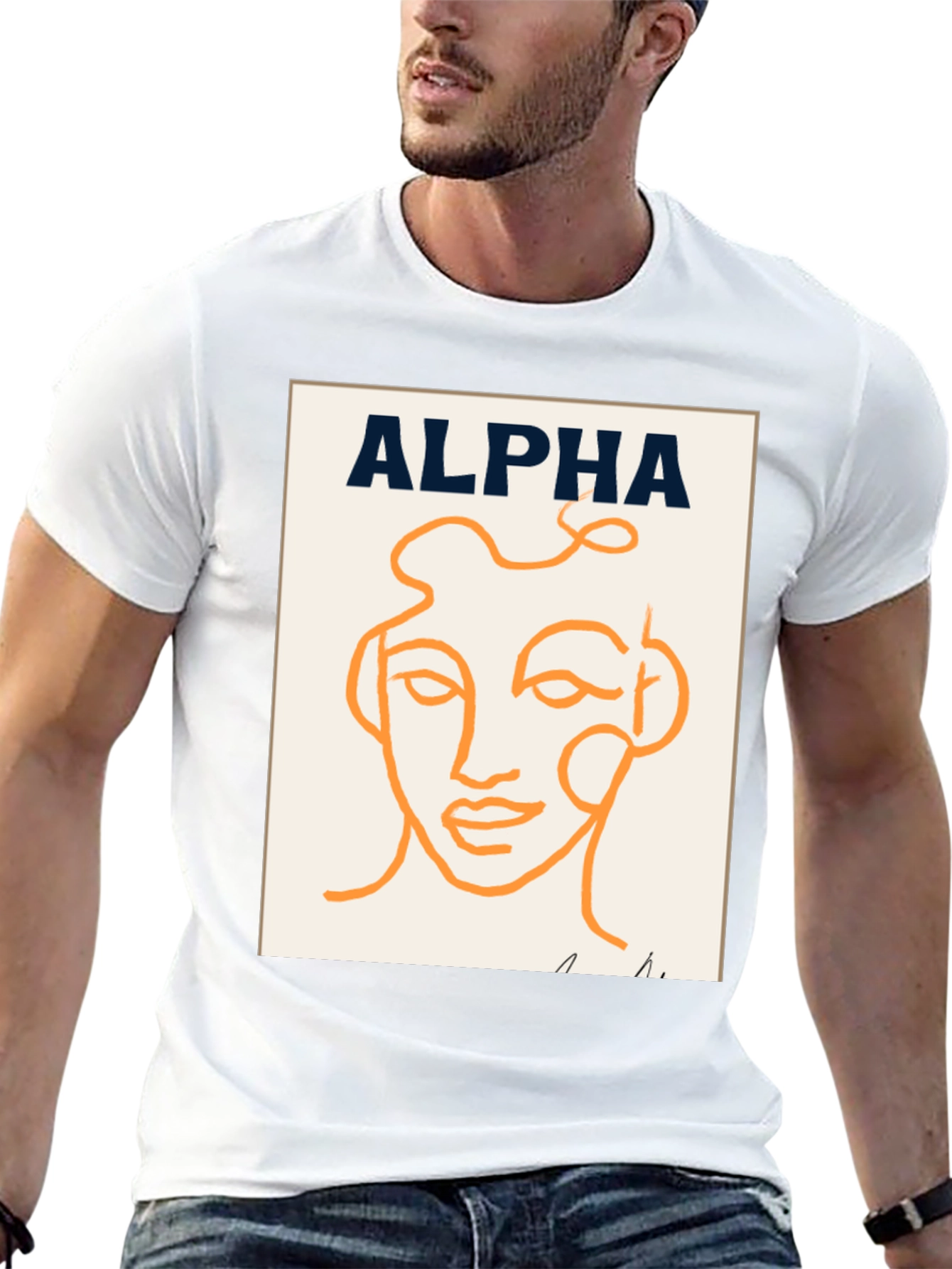 Alpha Abstract Face Graphic Tee - Modern Art T-Shirt