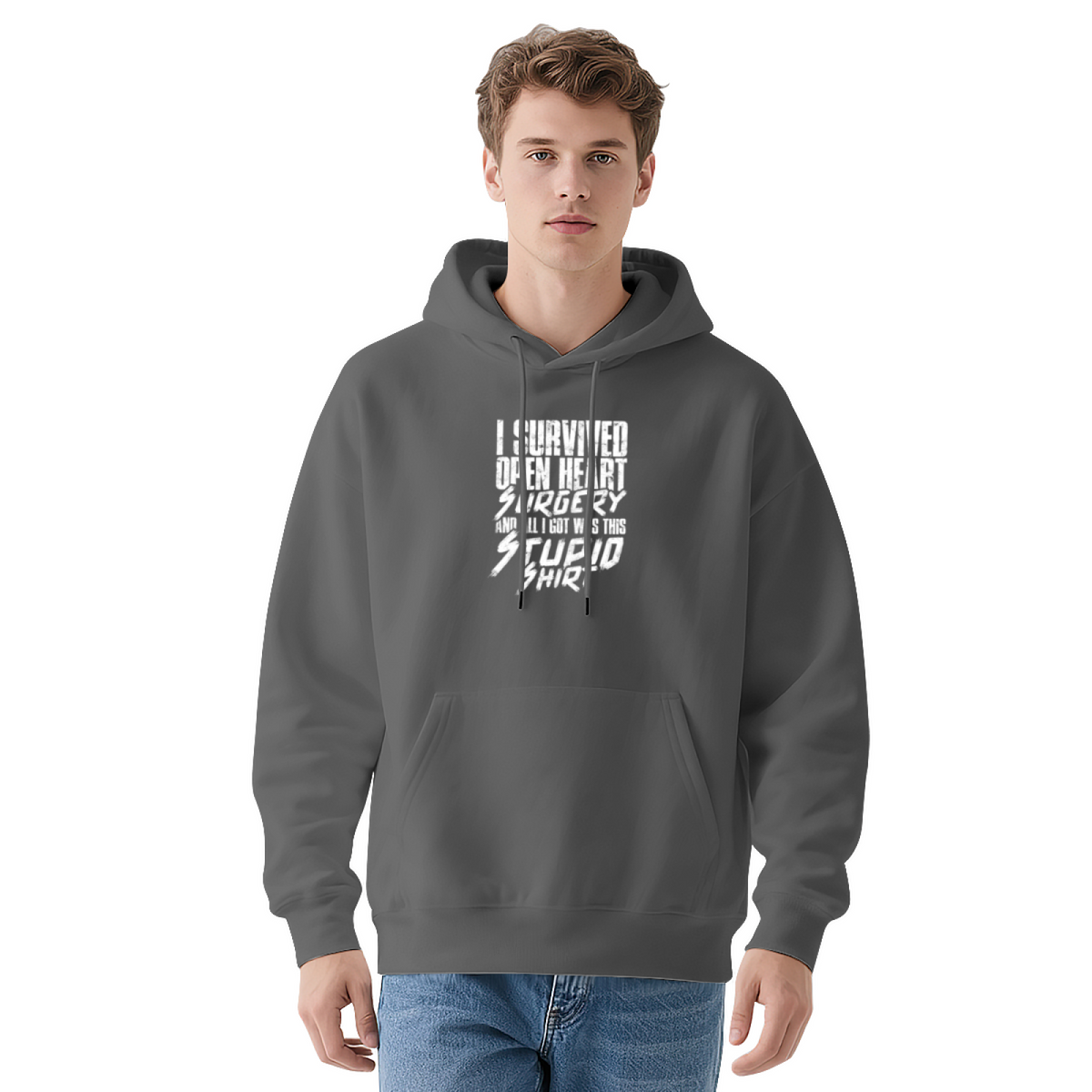 I Survived Open Heart Surgery Navy Hoodie, Survivor Comfort Graphic Pullover