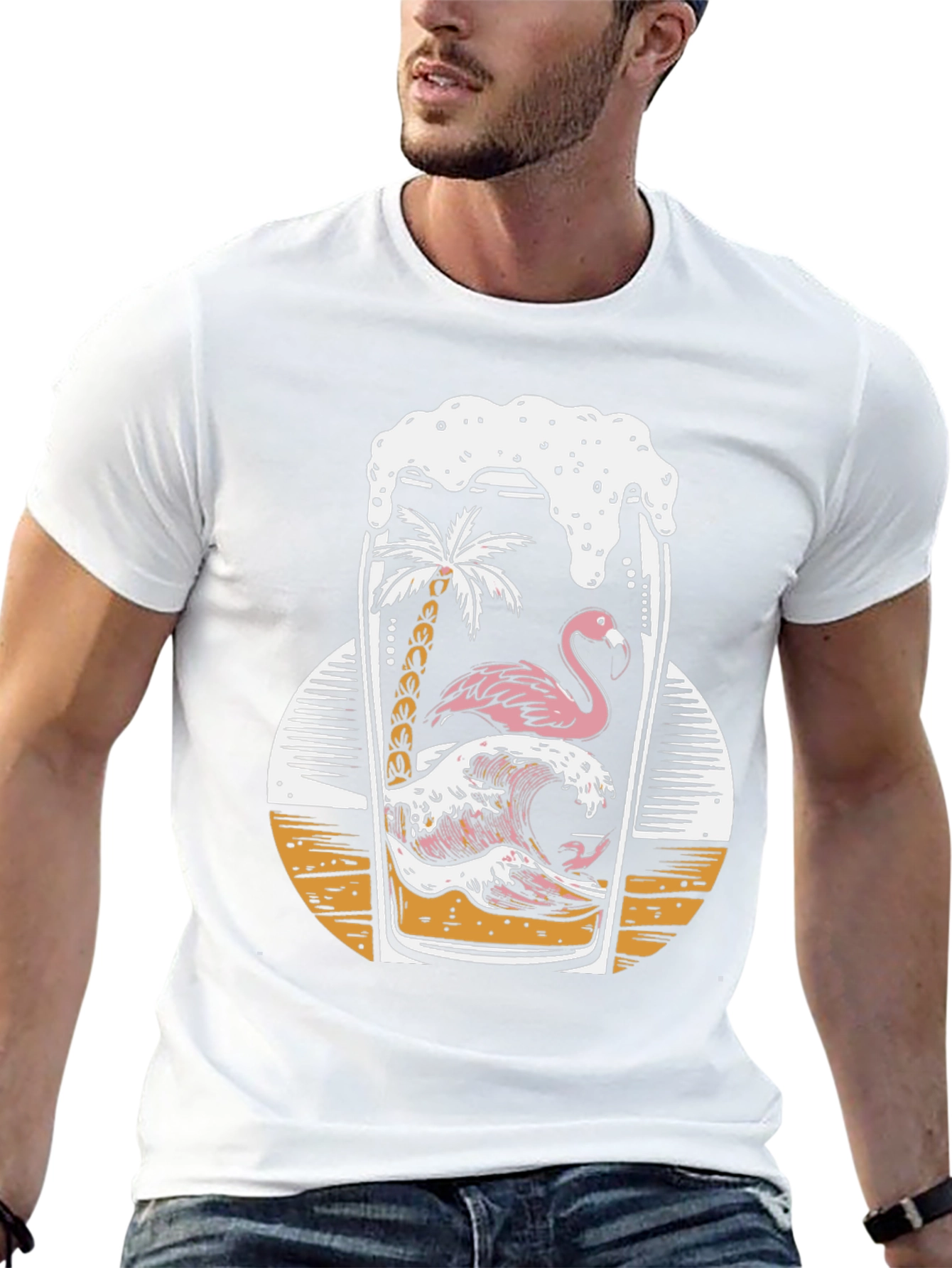 Tropical Flamingo Beer T-Shirt