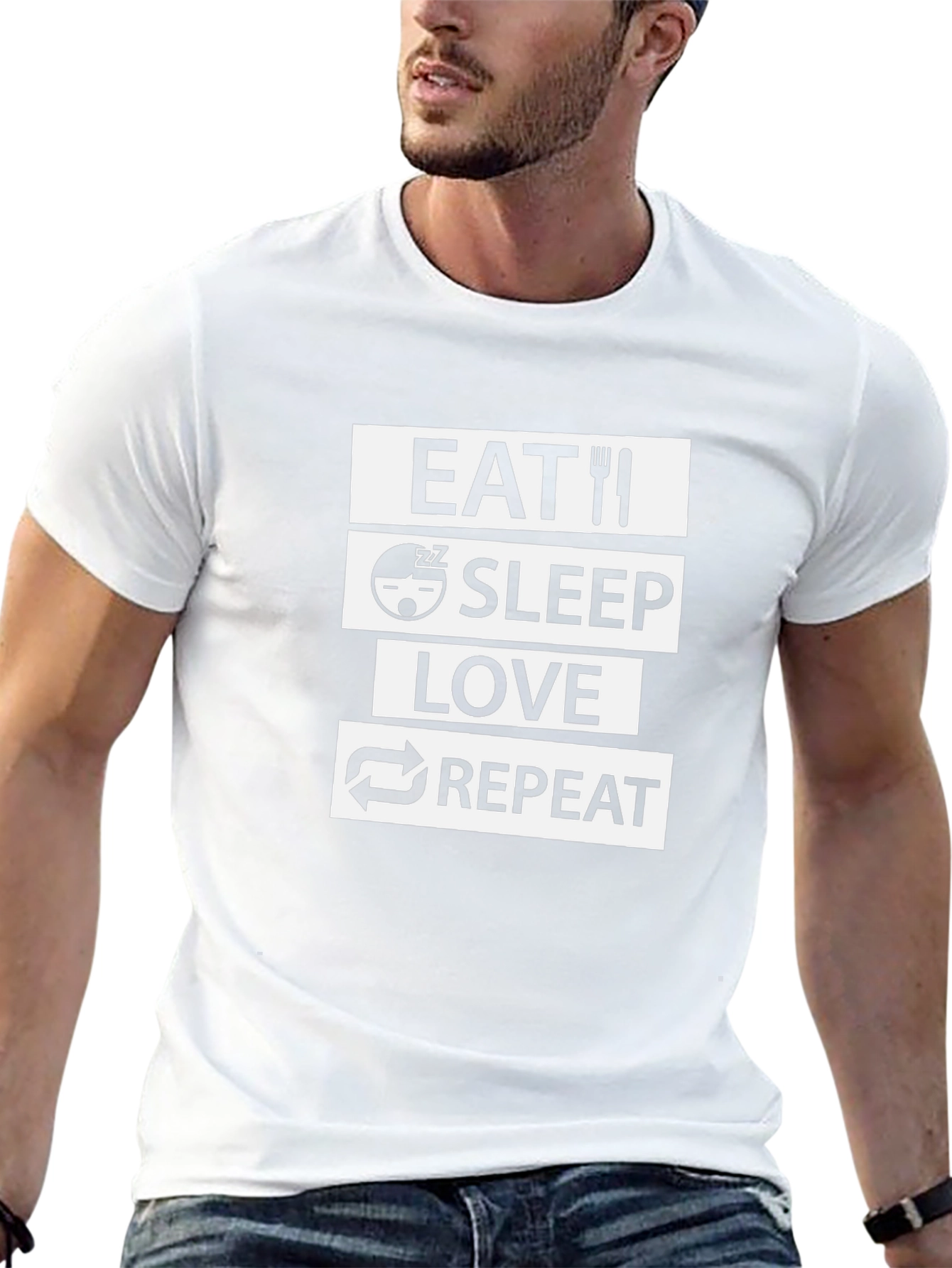 Eat Sleep Love Repeat Black Graphic T-Shirt