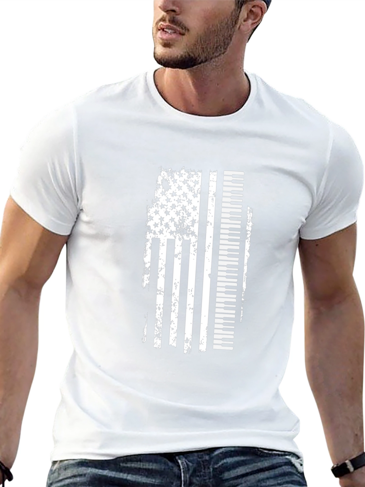 Piano American Flag Graphic Tee