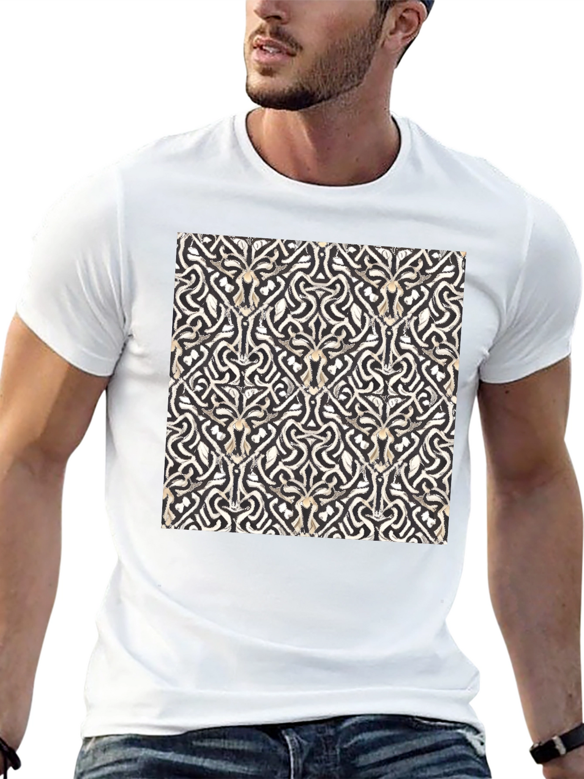 Abstract Pattern Black T-Shirt