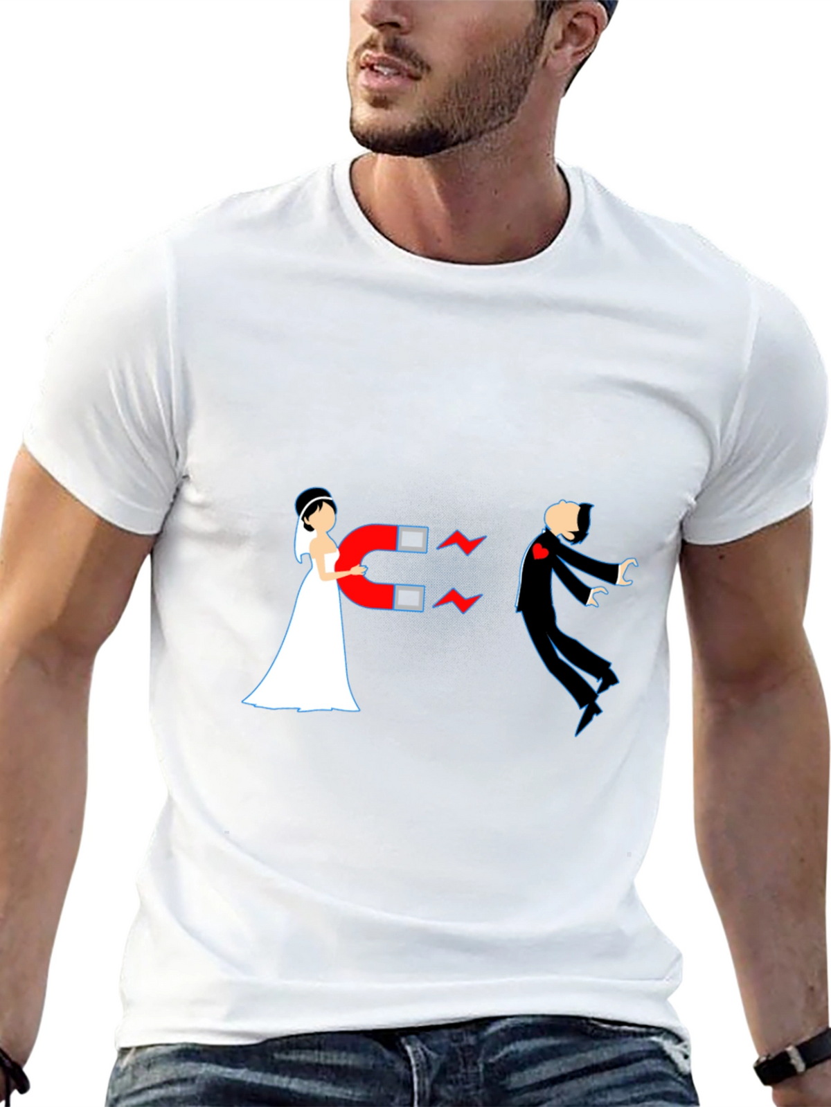 Magnetic Bride Groom Funny T-Shirt