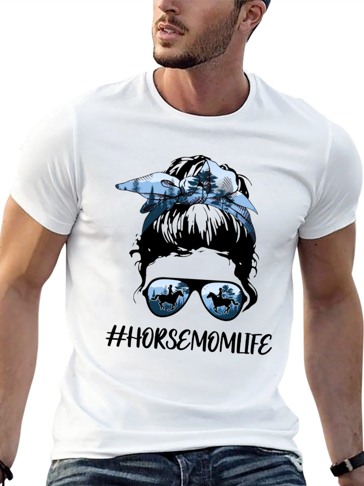 Horse Mom Life Messy Bun T-Shirt