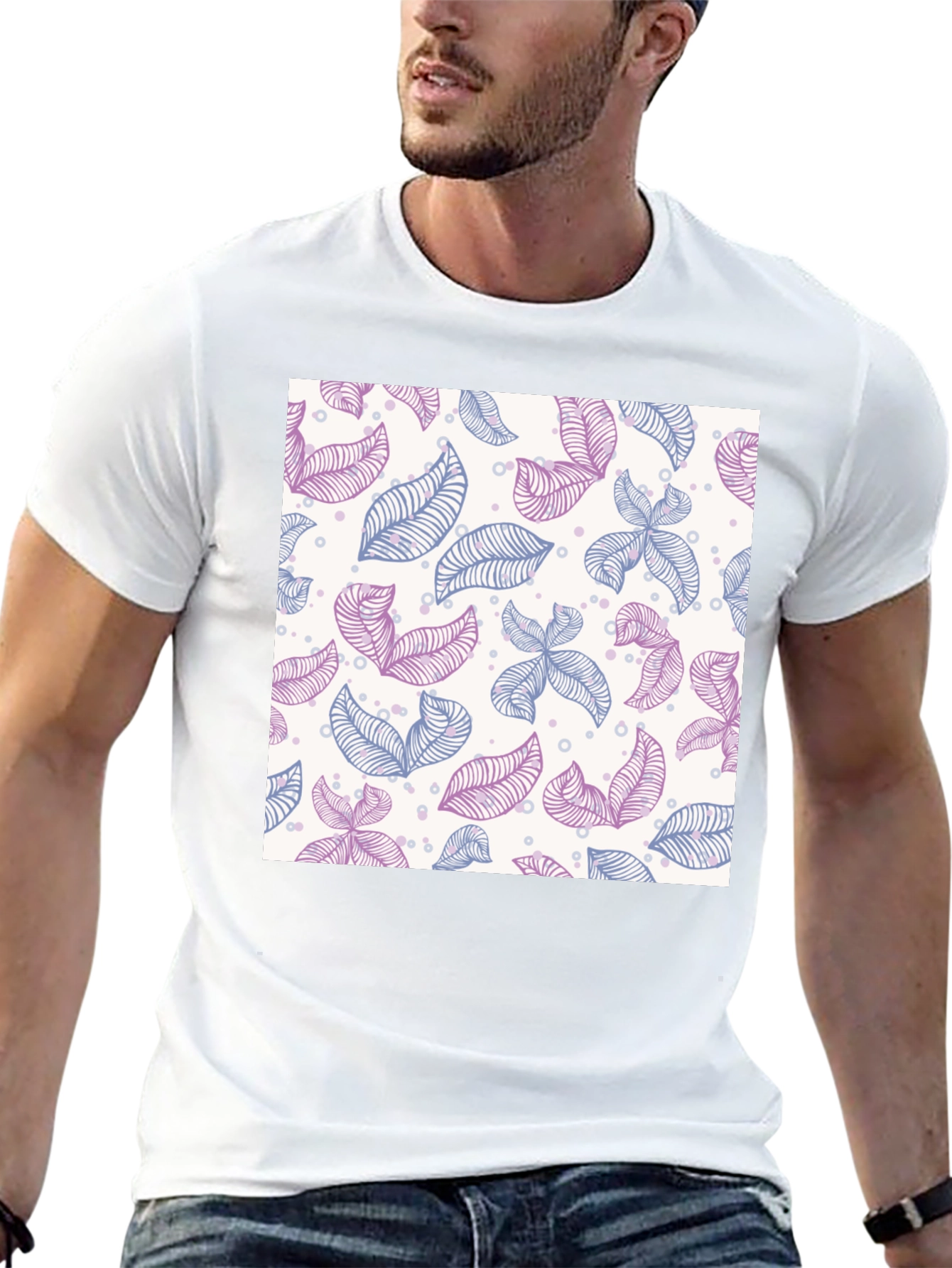 Leaf Pattern T-Shirt - Stylish Casual Wear