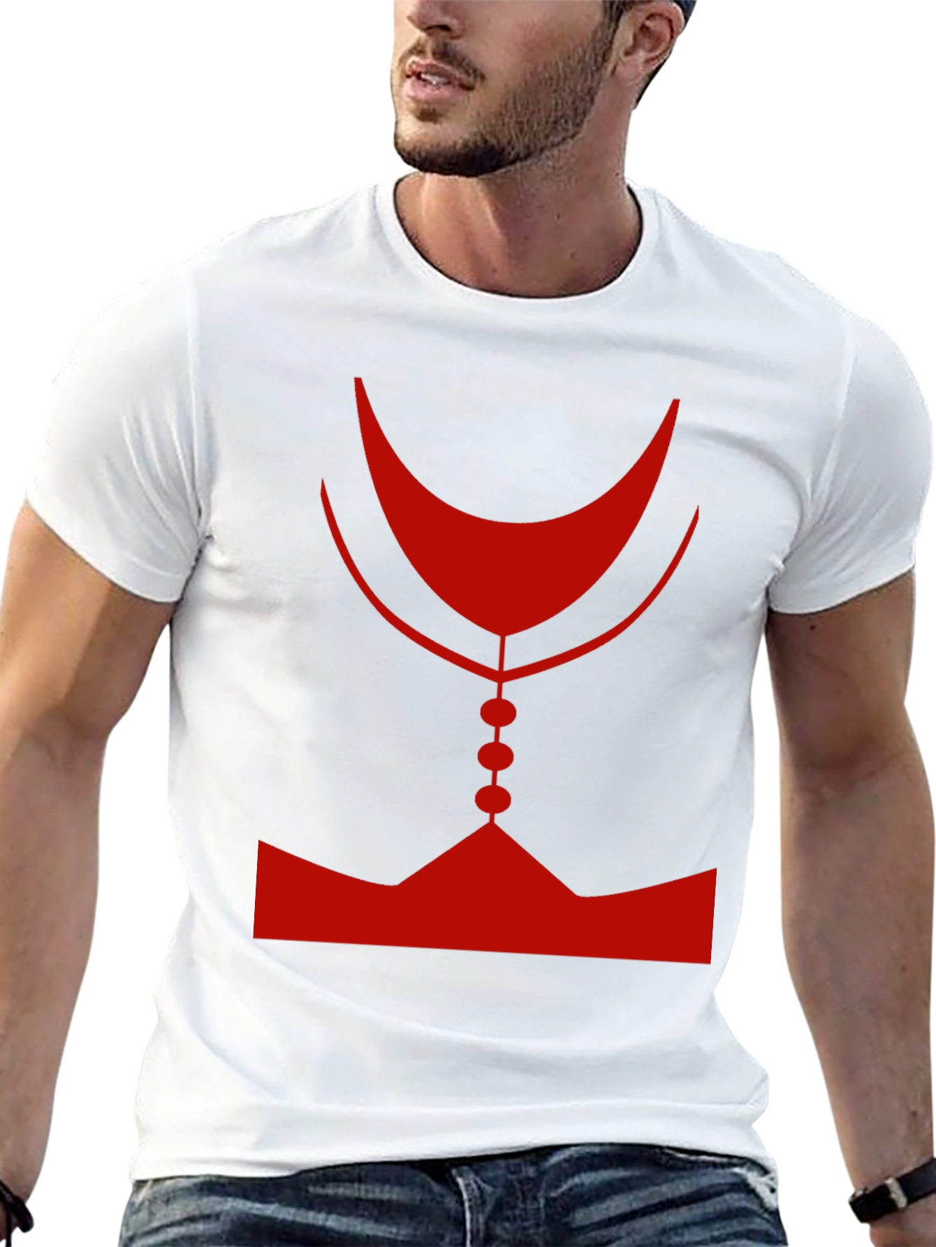 Abstract Red Graphic Print Mens Black T-Shirt