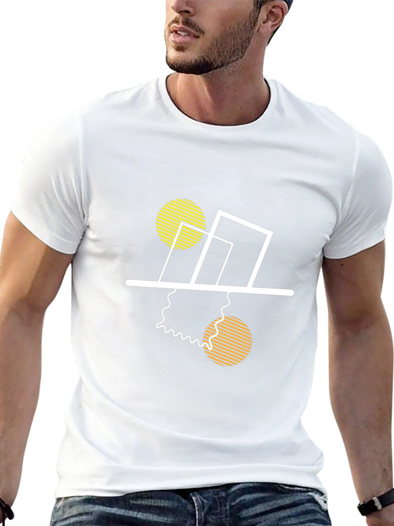 Modern Geometric Graphic Tee - Stylish Black T-Shirt