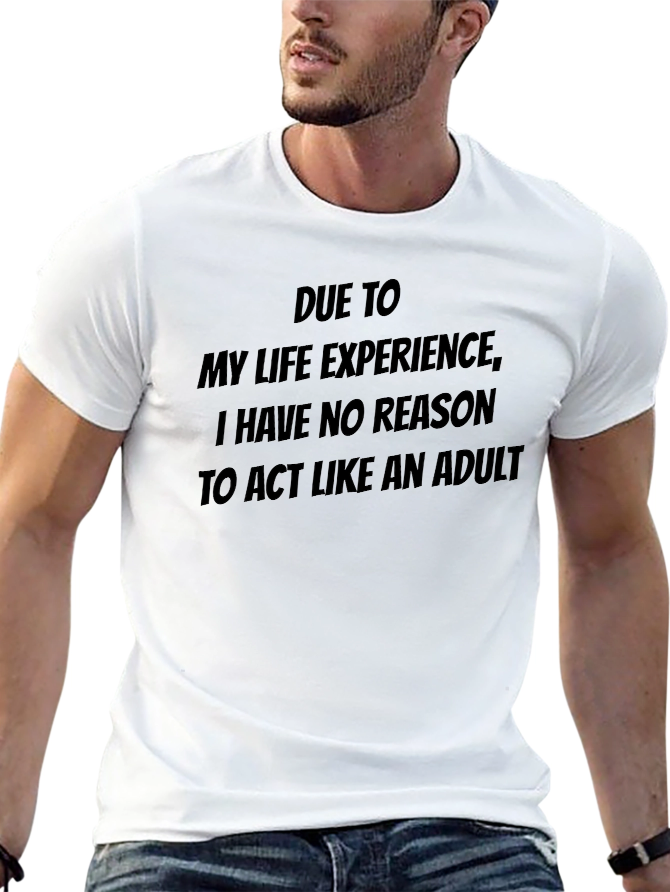 Humorous No Reason Graphic Tee - Black