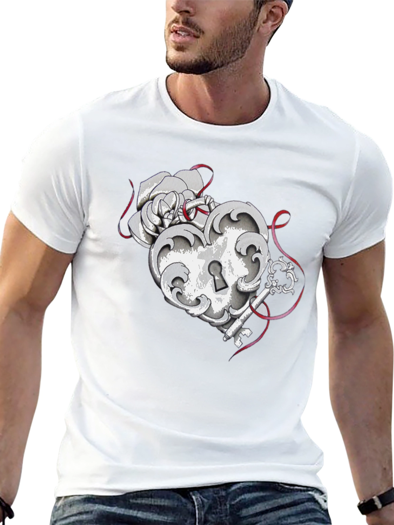 Heart Lock and Key Graphic Tee