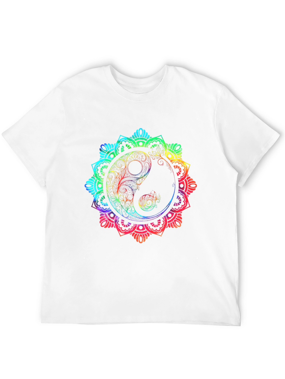 Rainbow Yin Yang Mandala Graphic T-Shirt