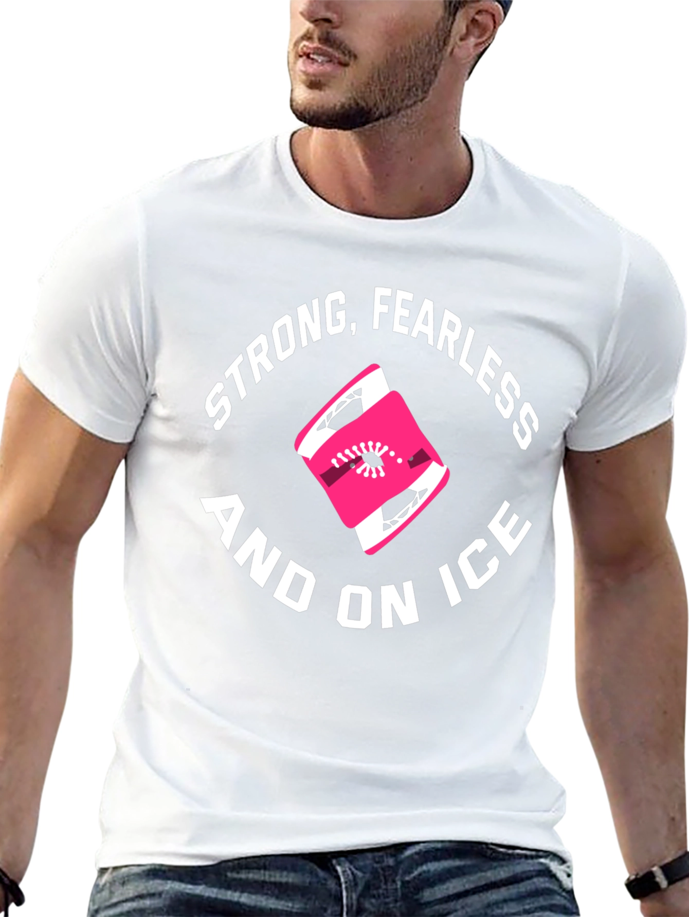 Strong Fearless and On Ice Black Graphic T-Shirt