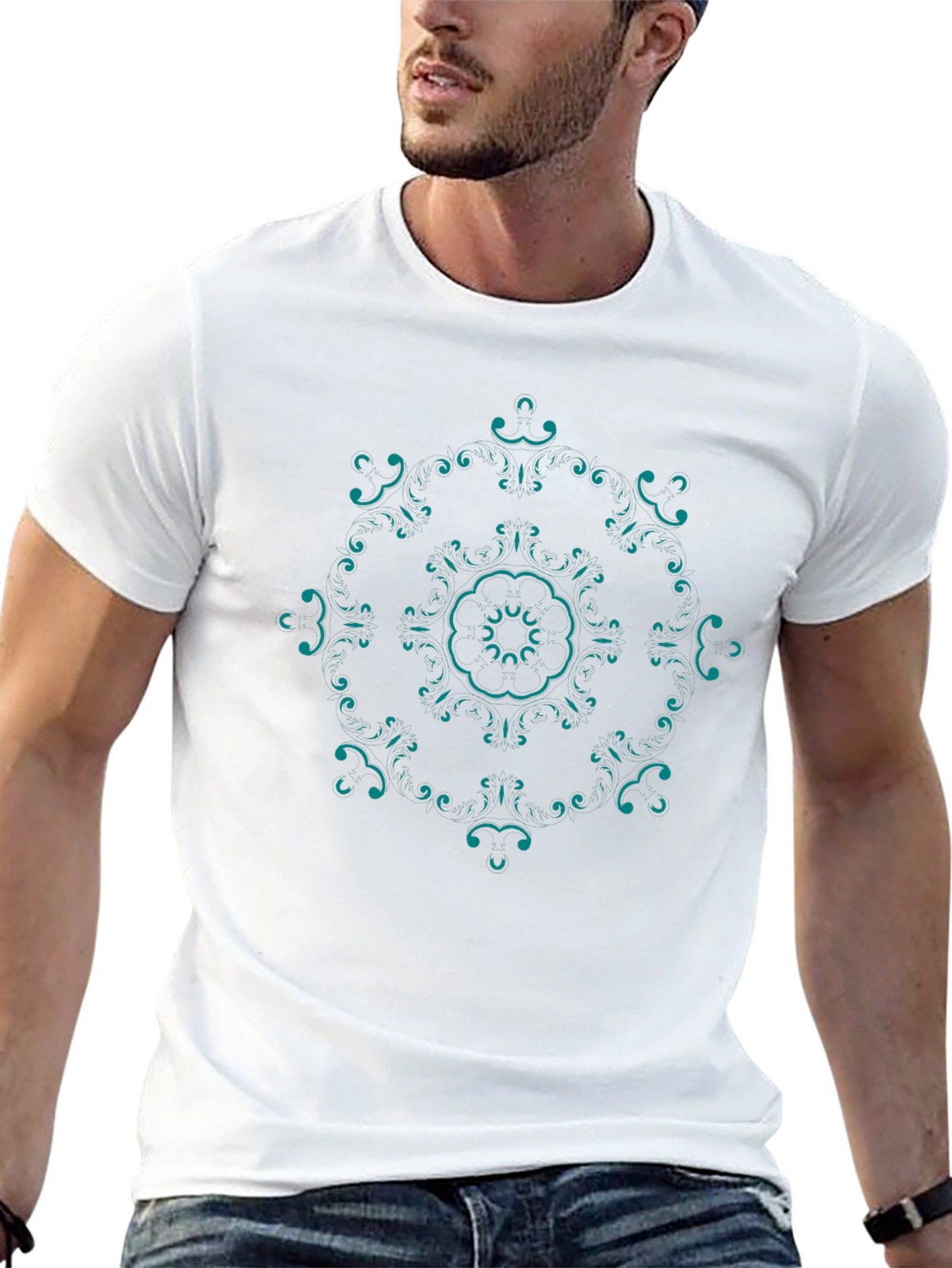 Stylish Mandala Graphic T-Shirt - Black